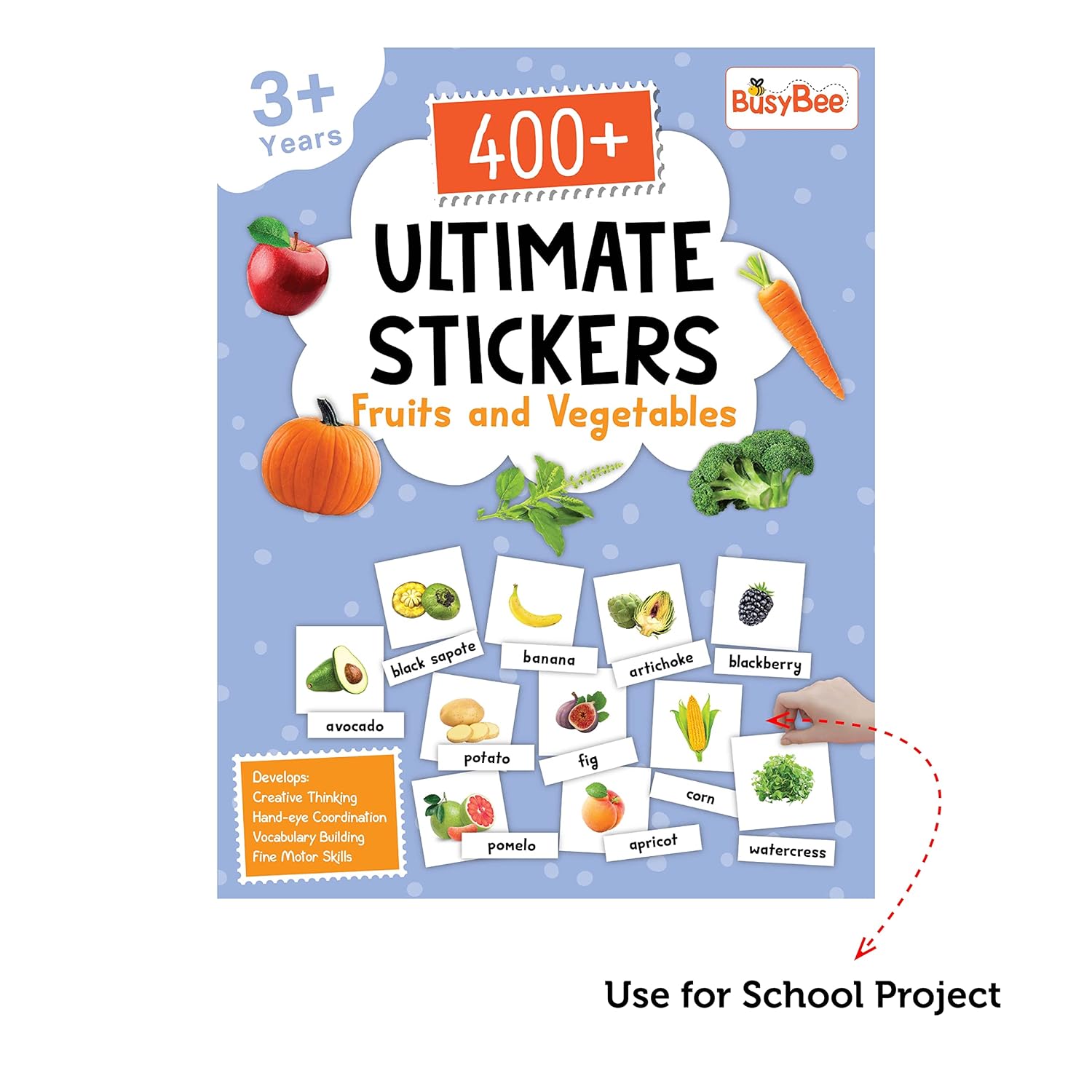 Pegasus 400+ Ultimate Stickers Book - Fruits and Vegetables for 3+ Years Kids