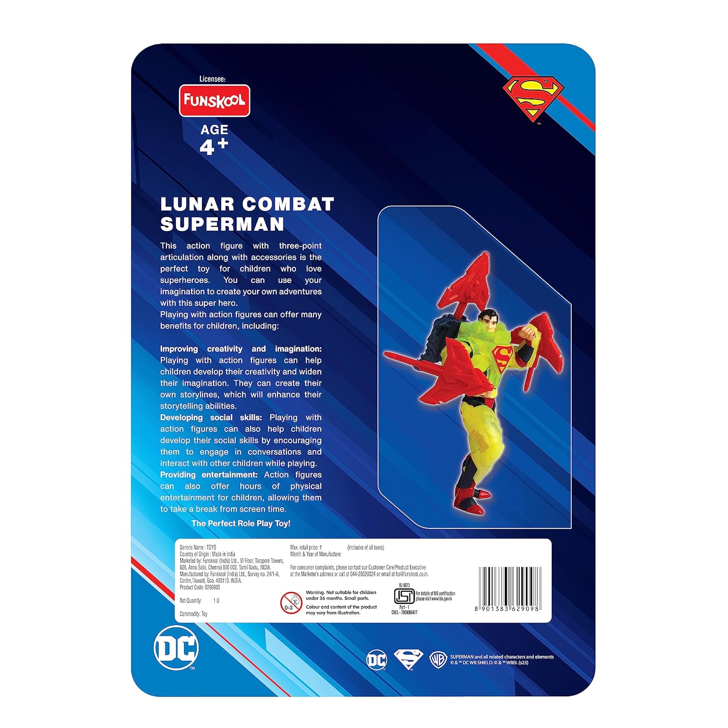 Funskool Lunar Combat SuperMan Action Figurine for Ages 4+ (Card & Design May Vary)