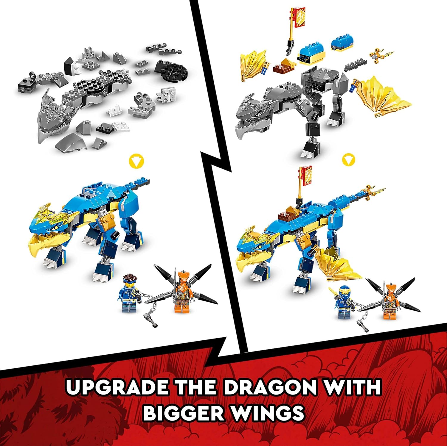LEGO Ninjago Jay’s Thunder Dragon EVO Building Kit for Ages 6+