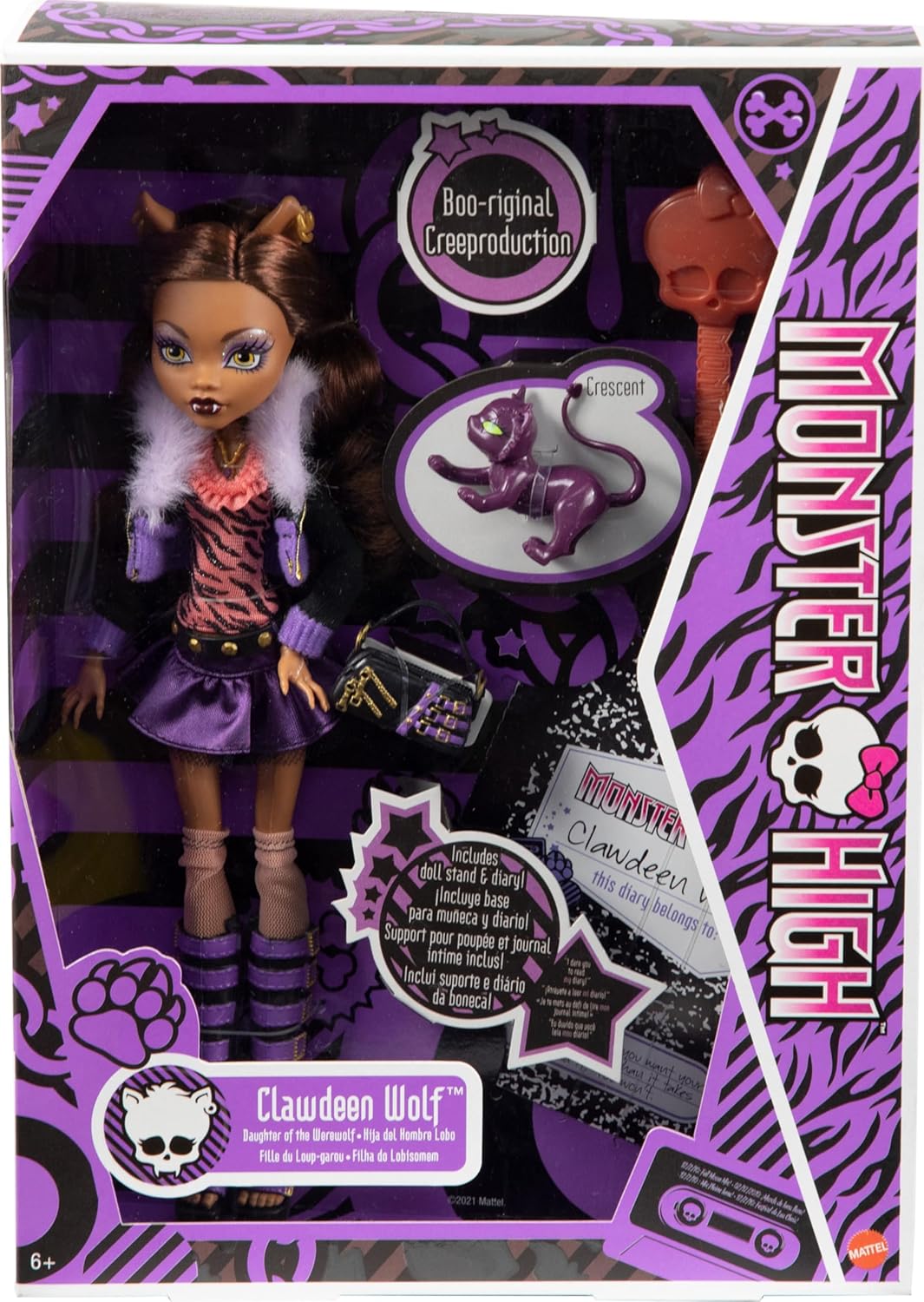 Monster High 10.5 inch Clawdeen Wolf Reproduction Doll Wearing Original Fashion & Shoes, with Pet, Doll Stand & Accessories Gift for Ages 6+