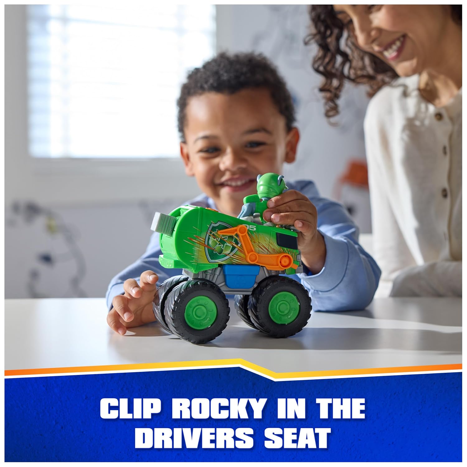 Paw Patrol Rocky Rescue Wheels - Collectable Action Car Figure For Kids 3 Years and Above