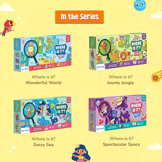 Bloomingo Search and Find Puzzle Kit:Wonderful World-Explore Hidden Animals
