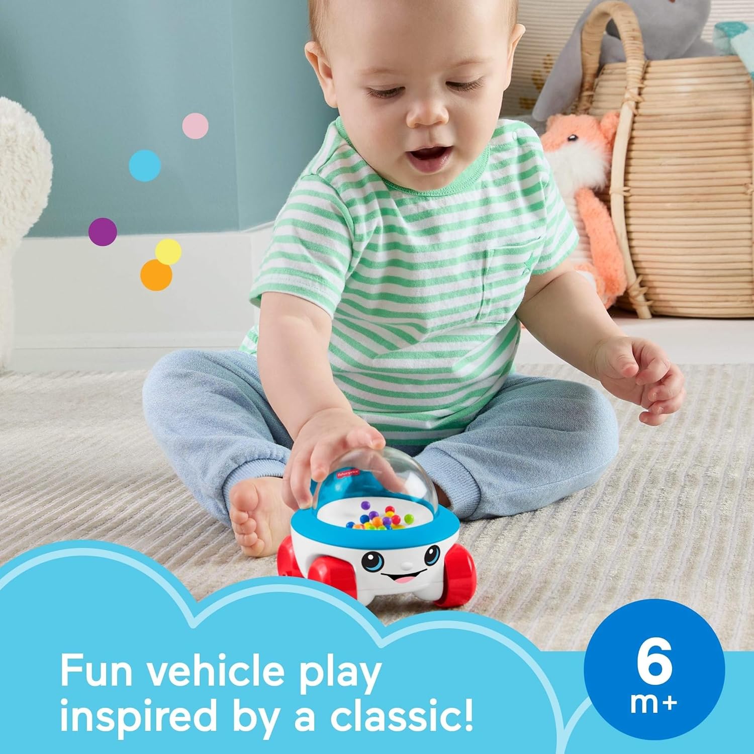 Fisher-Price Baby Toy Corn Popper Push-Along Vehicle with Sounds for Crawling Developmental Play Infants Ages 6+ Months