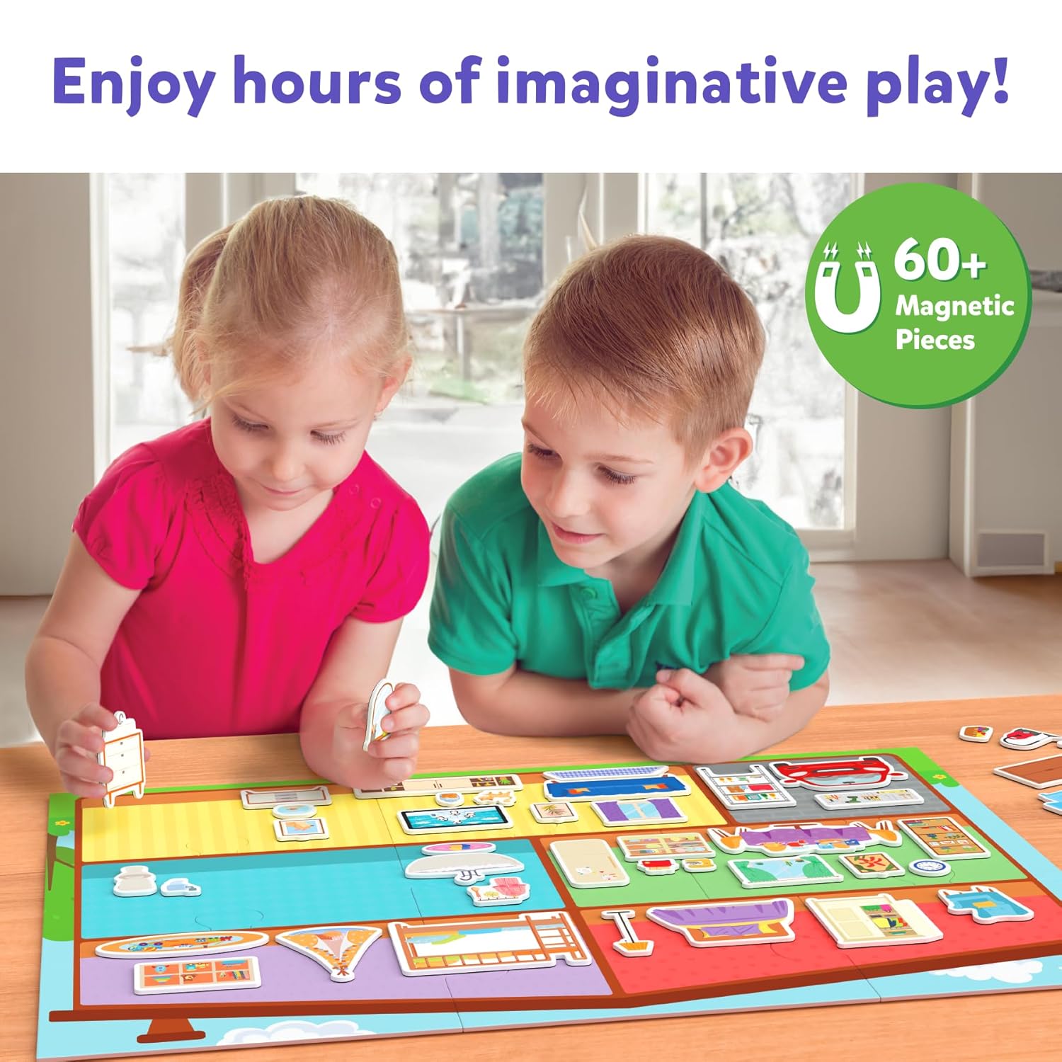 Skillmatics Creative Toy Magnetopia - Design Your Home Interactive Pretend Play Set With 60+ Magnetic Pieces for Kids Ages 3 To 7 Years