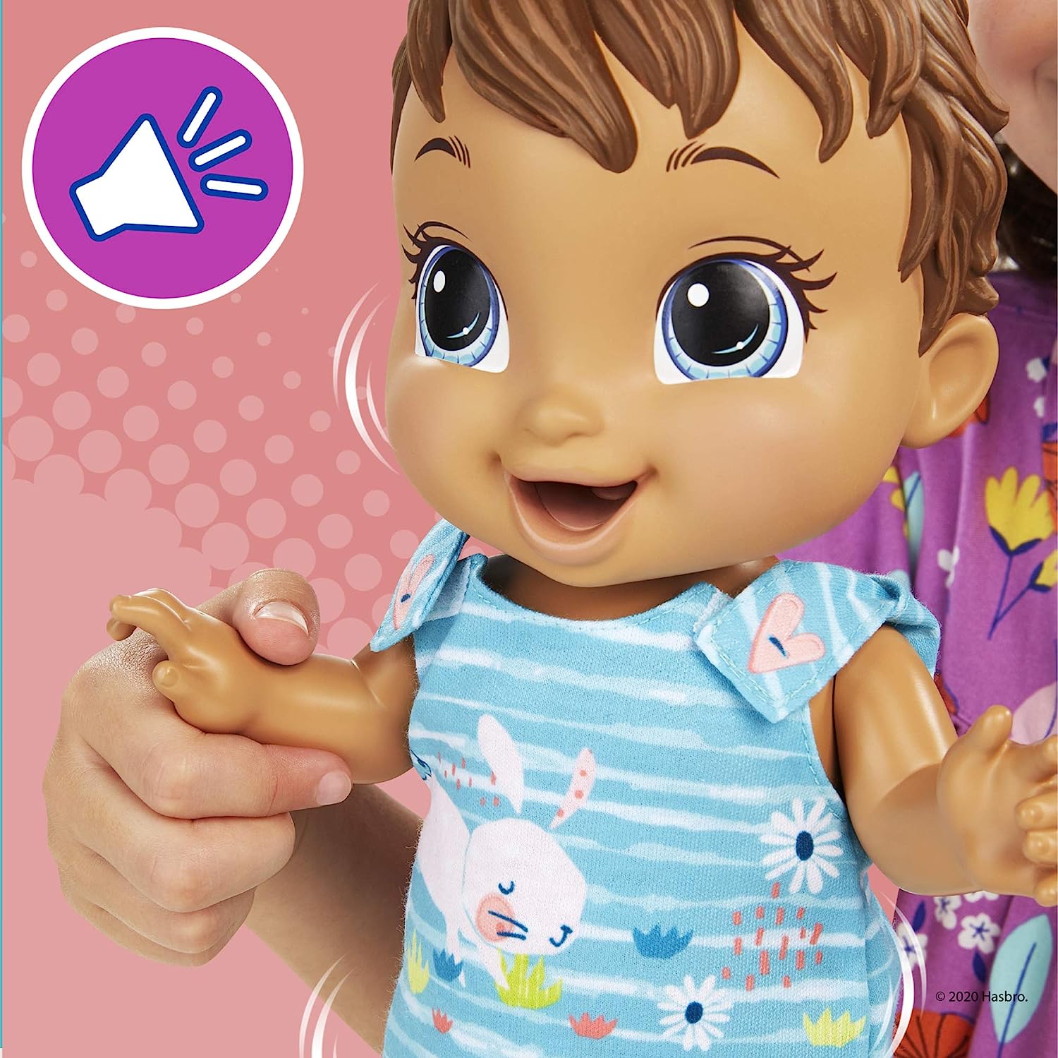 Baby Alive Baby Gotta Bounce Bunny Outfit Brown Hair Doll with 25+ SFX and Giggles, Drinks and Wets for Kids Ages 3 Years and Up