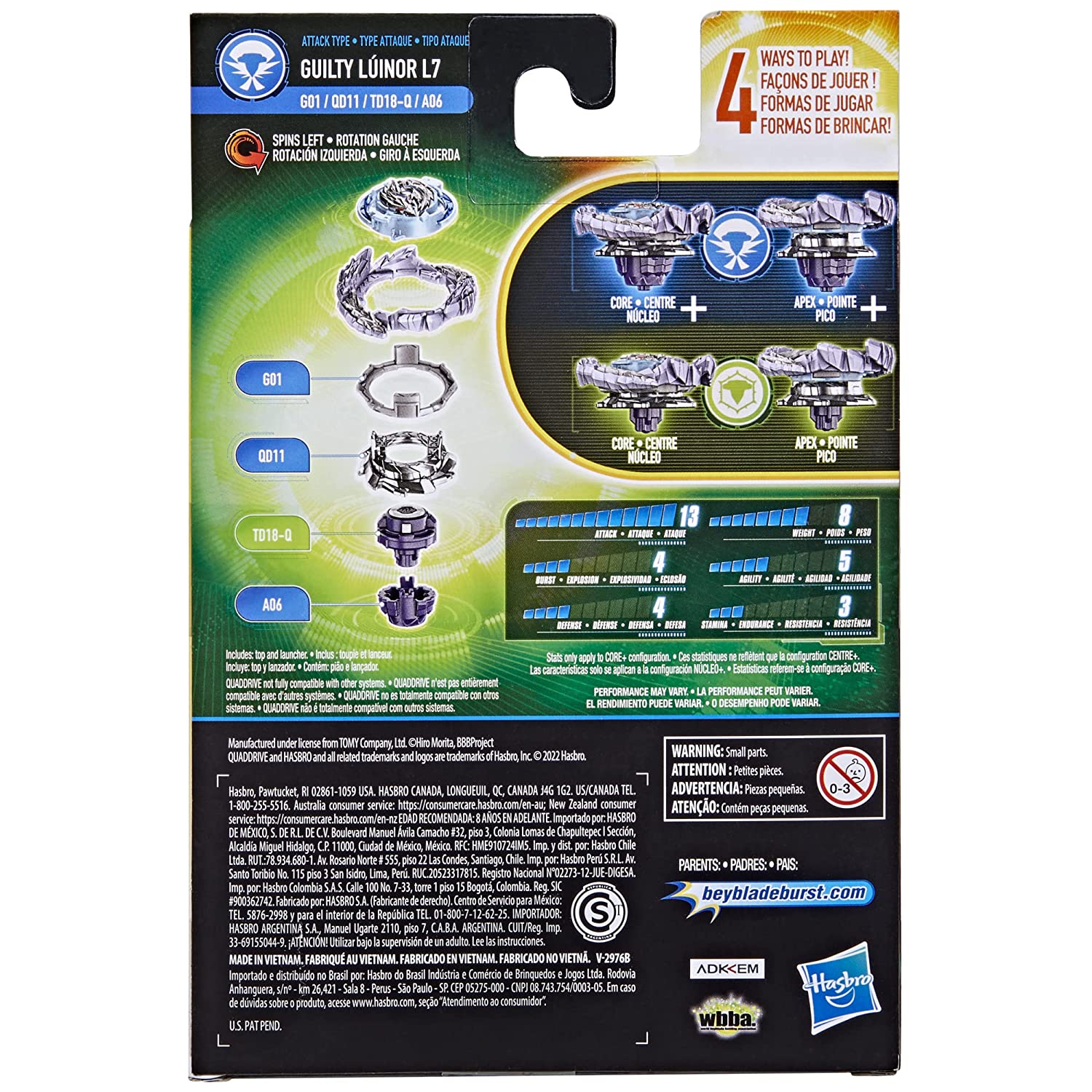 Buy Beyblade Burst QuadDrive Guilty Lúinor L7 Spinning Top Starter