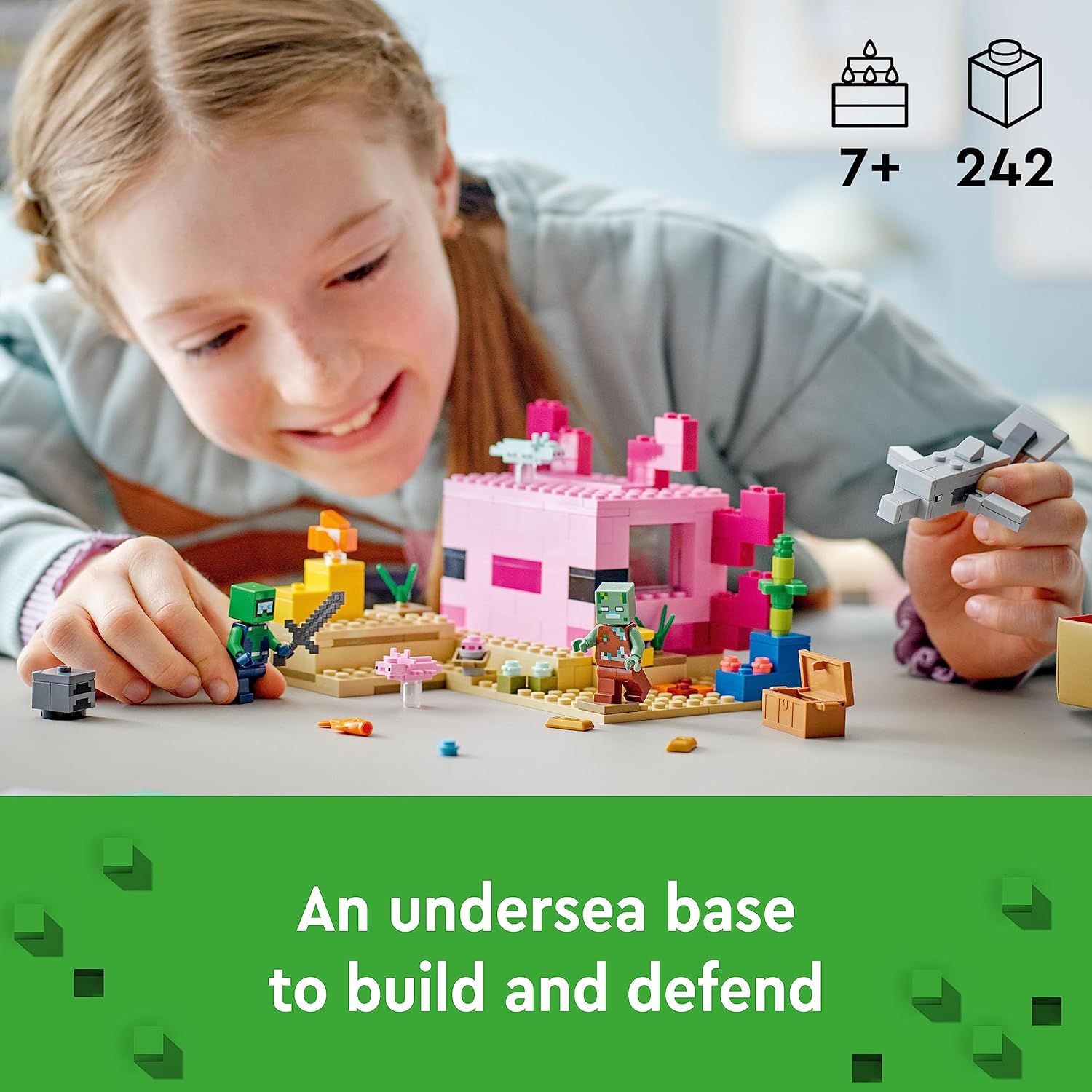 LEGO Minecraft The Axolotl House Building Kit for Ages 7+