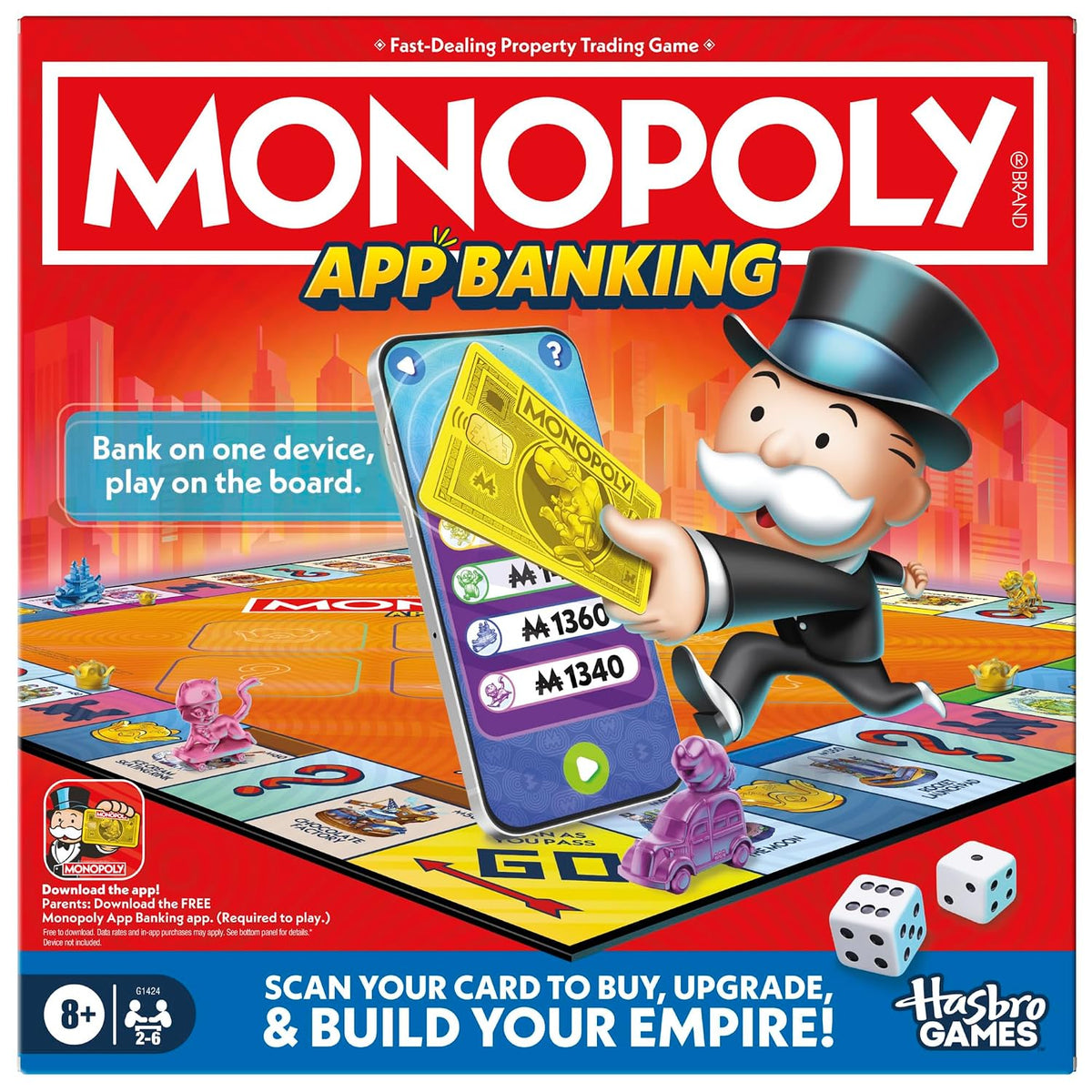 Monopoly App Banking Links to Smart Devices, 2-6 Player Family Board Game for Kids & Adults Ages 8+