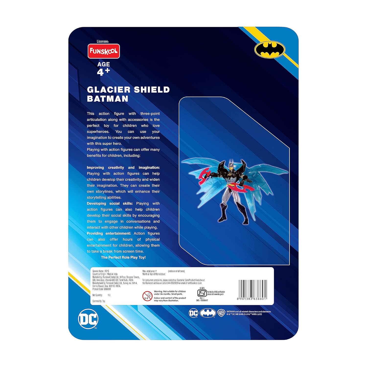 Funskool Glaciar Shield Batman Action Figurine for Ages 4+ (Card & Design May Vary)