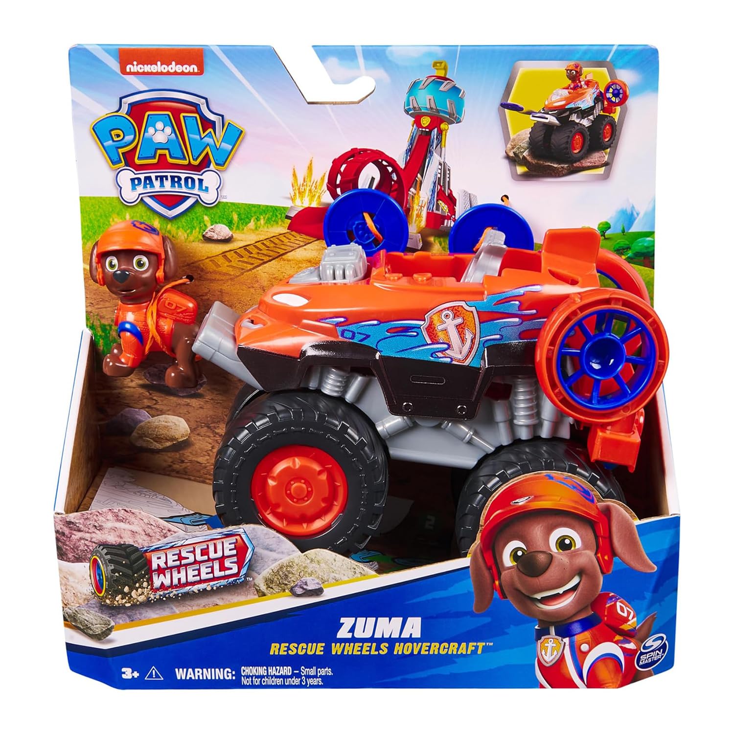 Paw Patrol Zuma Rescue Wheels - Collectable Action Car Figure For Kids 3 Years and Above