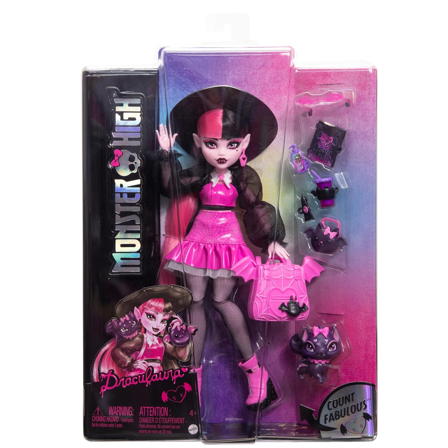 Monster High Draculaura Fashion Doll with Her Pet Count Fabulous with Accessories for Kids Ages 4+