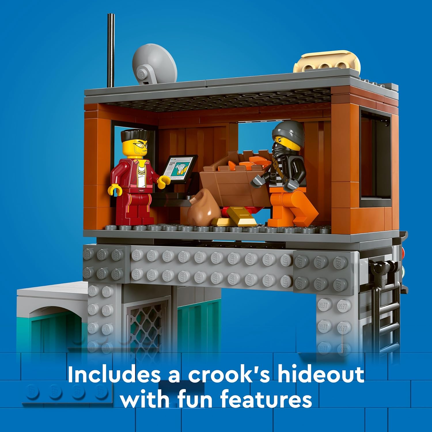 LEGO City Police Speedboat and Crooks’ Hideout Building Kit For Ages 6+