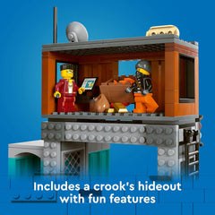 LEGO City Police Speedboat and Crooks’ Hideout Building Kit For Ages 6+