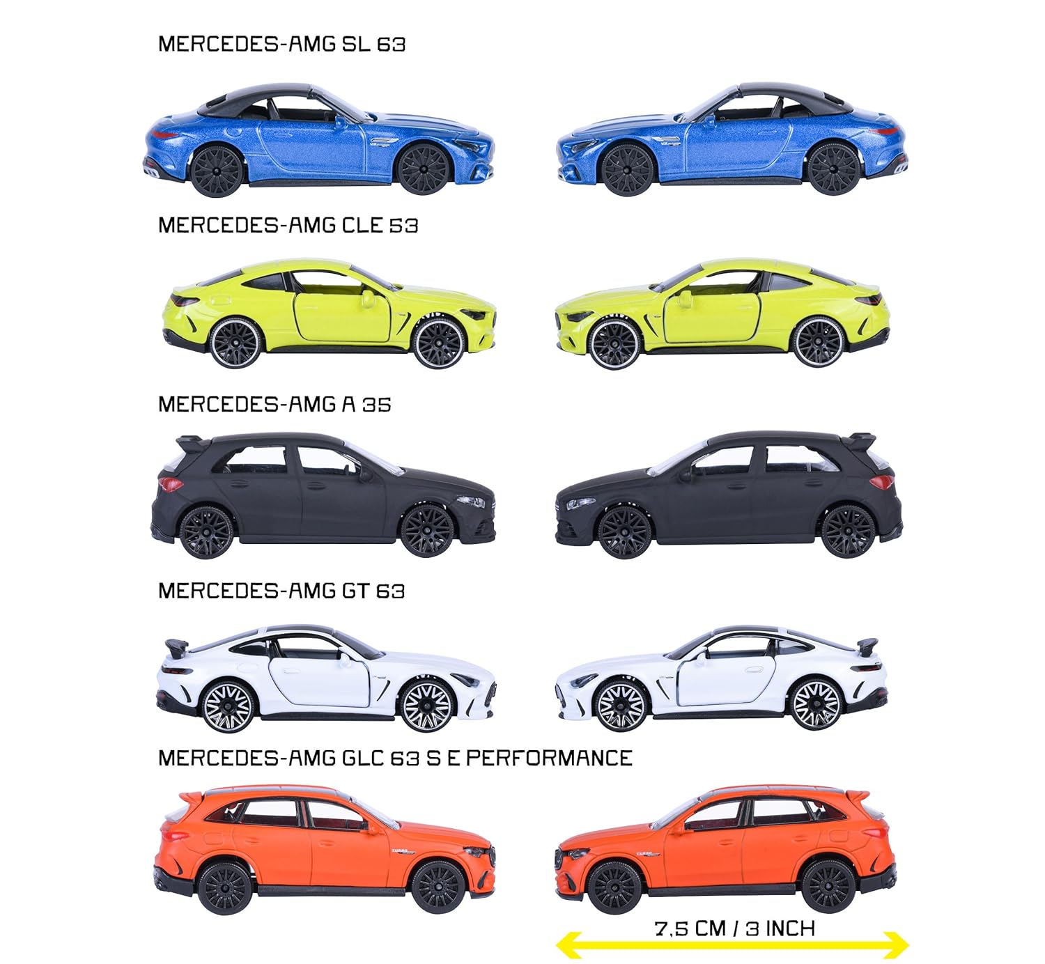 Majorette Mercedes AMG 5 Pack Set - Metal Toy Car with Freewheel, Suspension & Opening Parts for Kids & Collectors