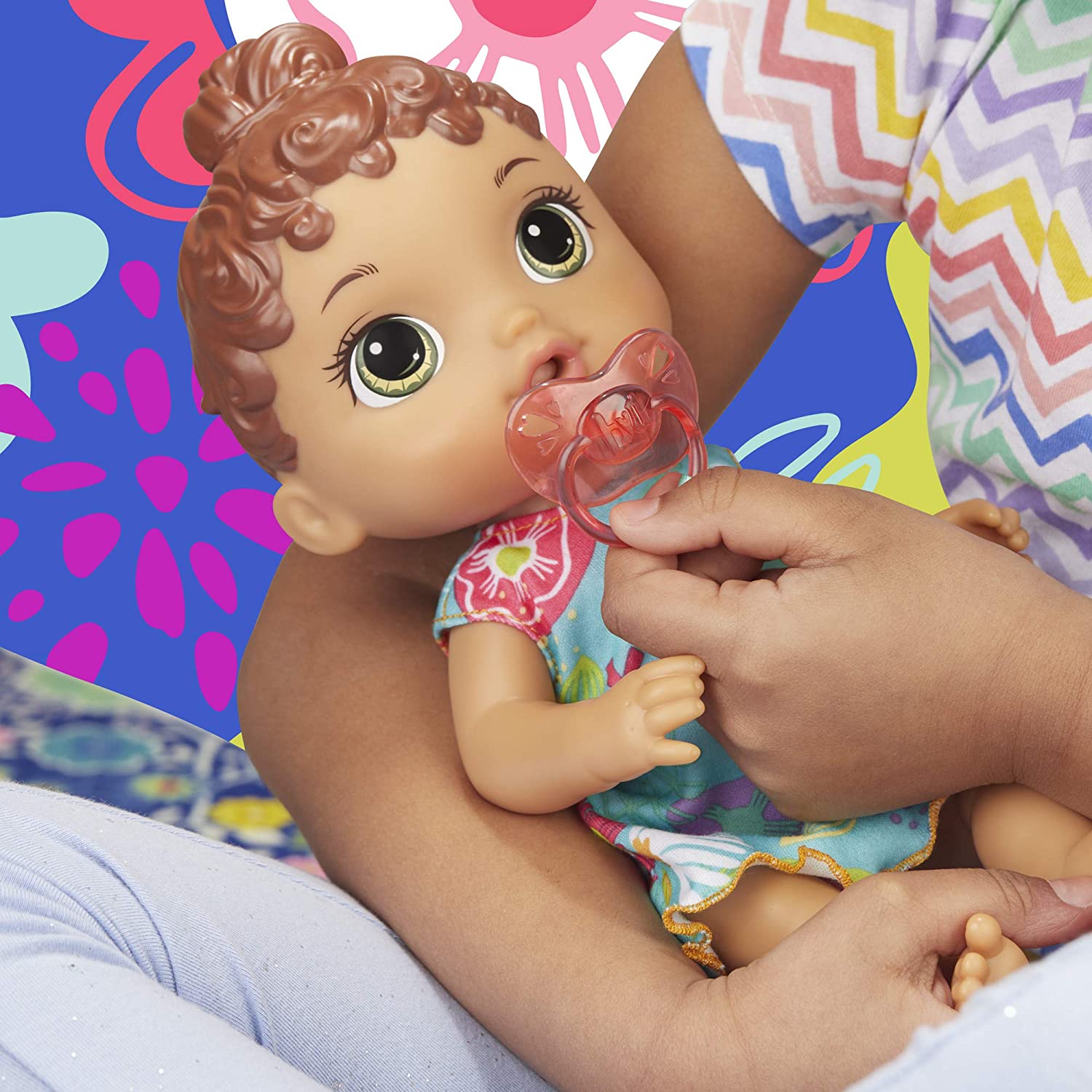 Baby Alive Baby Lil Sounds Brown Hair Interactive 10 Sounds Baby Doll with Pacifier for Kids Ages 3 and Up