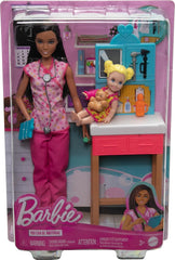 Barbie Pediatrician Doll and Doctor Playset with Purple Scrubs & Accessories for Kids Ages 3 Years and Up