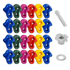 REZNOR Stone Textured Climbing Holds Rock Climbing DIY Kids Indoor and Outdoor Play Set, Pack of 24