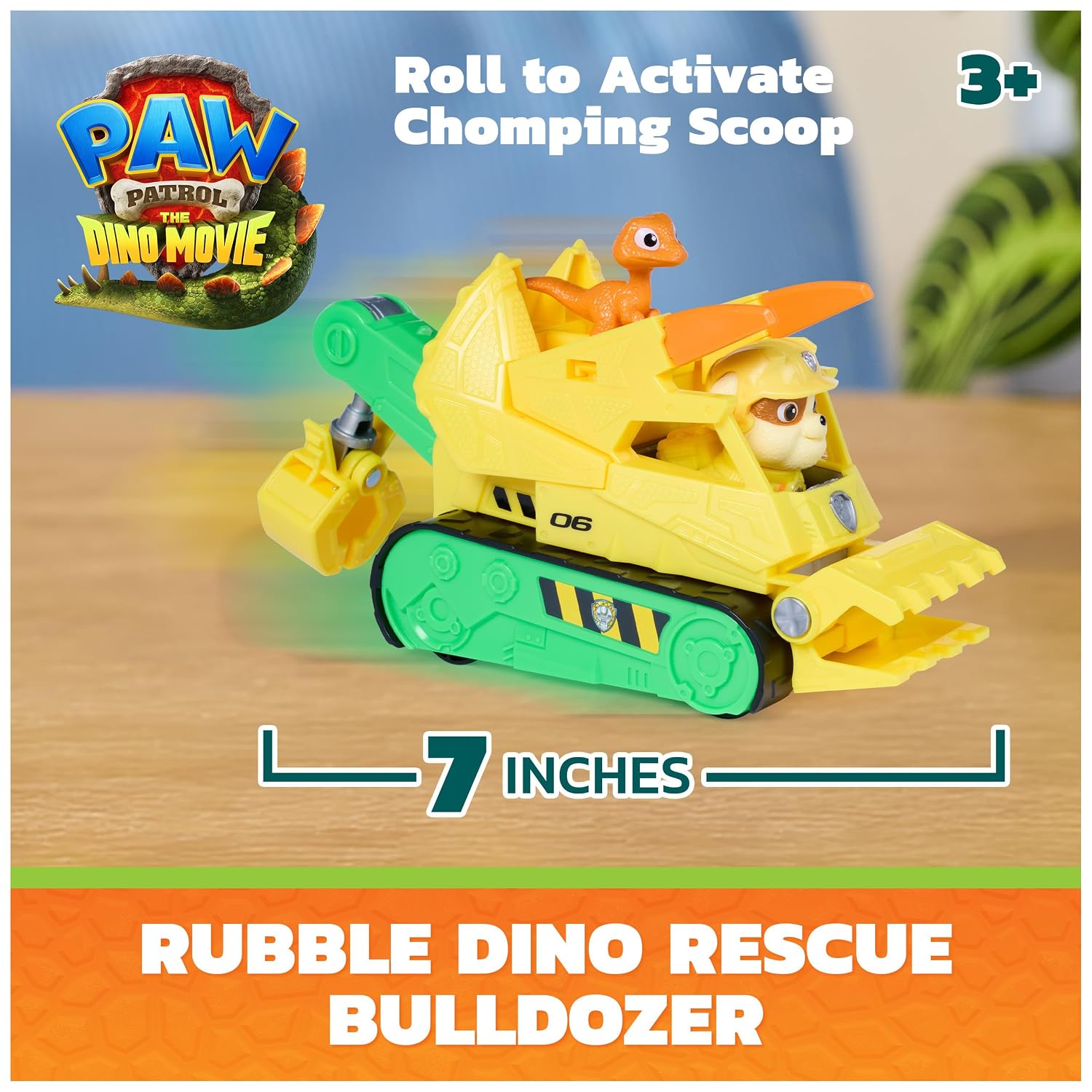 PAW Patrol The Dino Film Rubble's Dino Rescue Bulldozer Action Car Figure For Kids 3 Years and Above