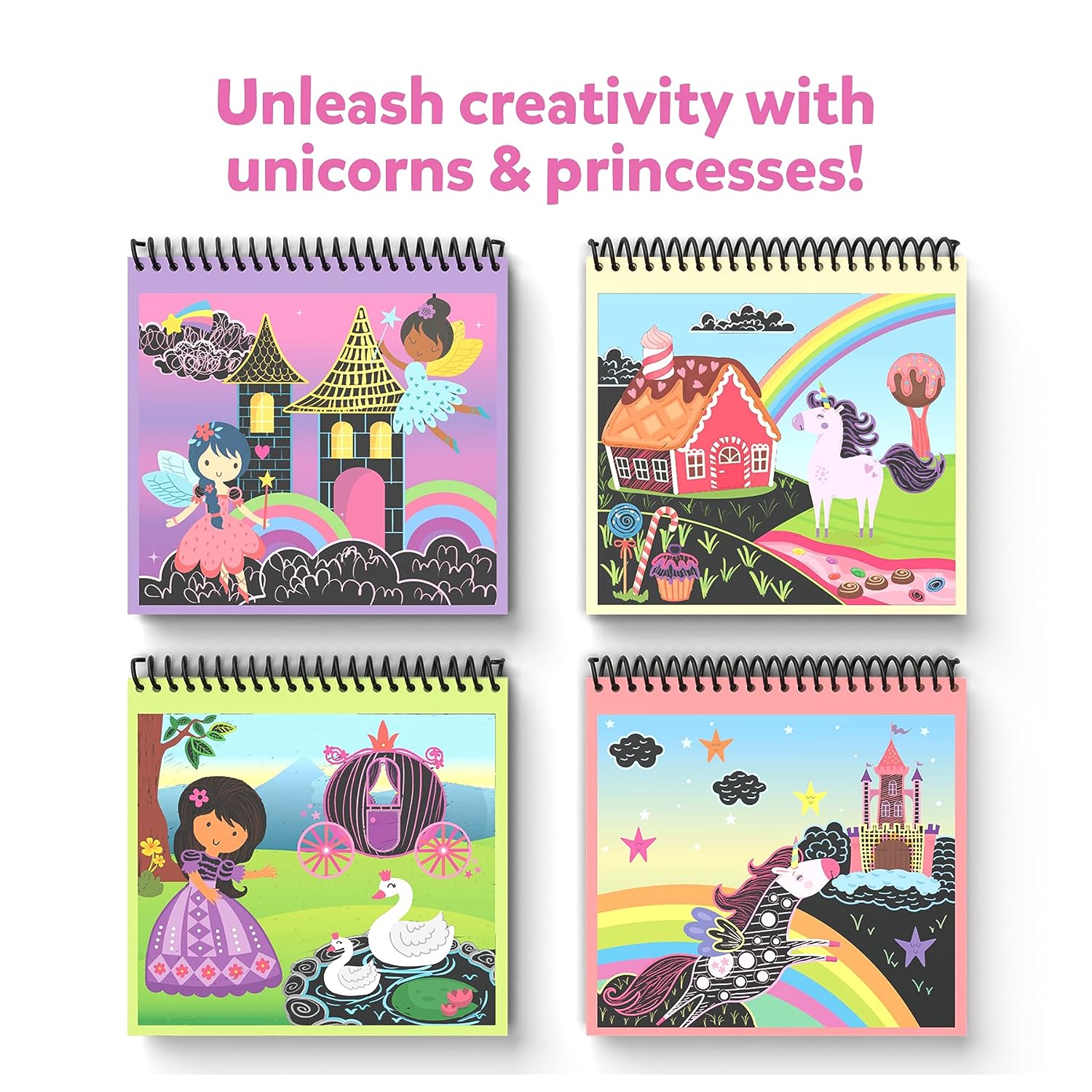 Skillmatics Magical Scratch Art Book - Unicorns & Princesses DIY Activity & Stickers Craft Kits for Ages 3 to 8 Years