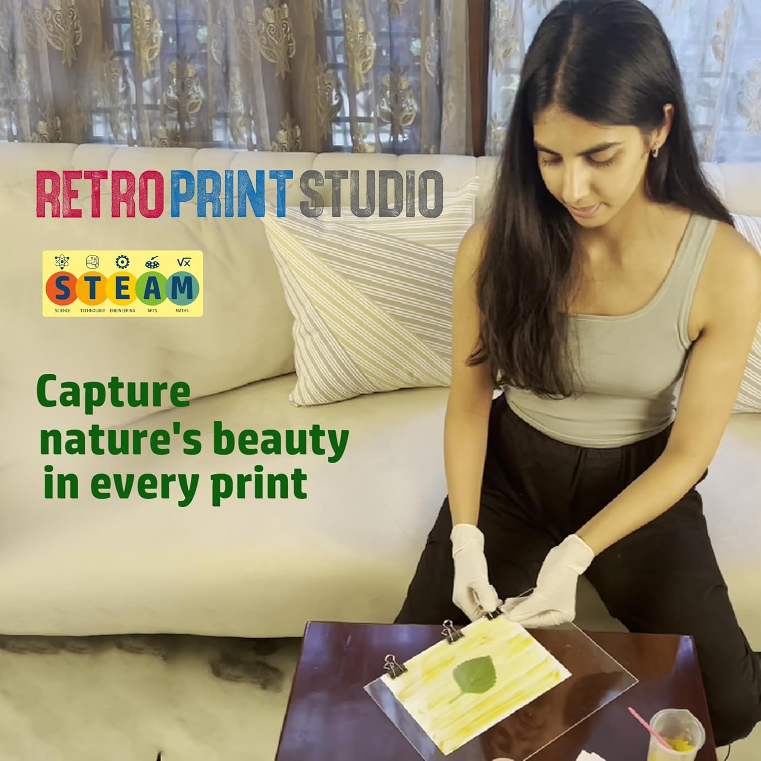 FLO Toys Retro Print Studio Create Beautiful Nature’S Prints Of Leaves And Floral Patterns For Kids Ages 8+