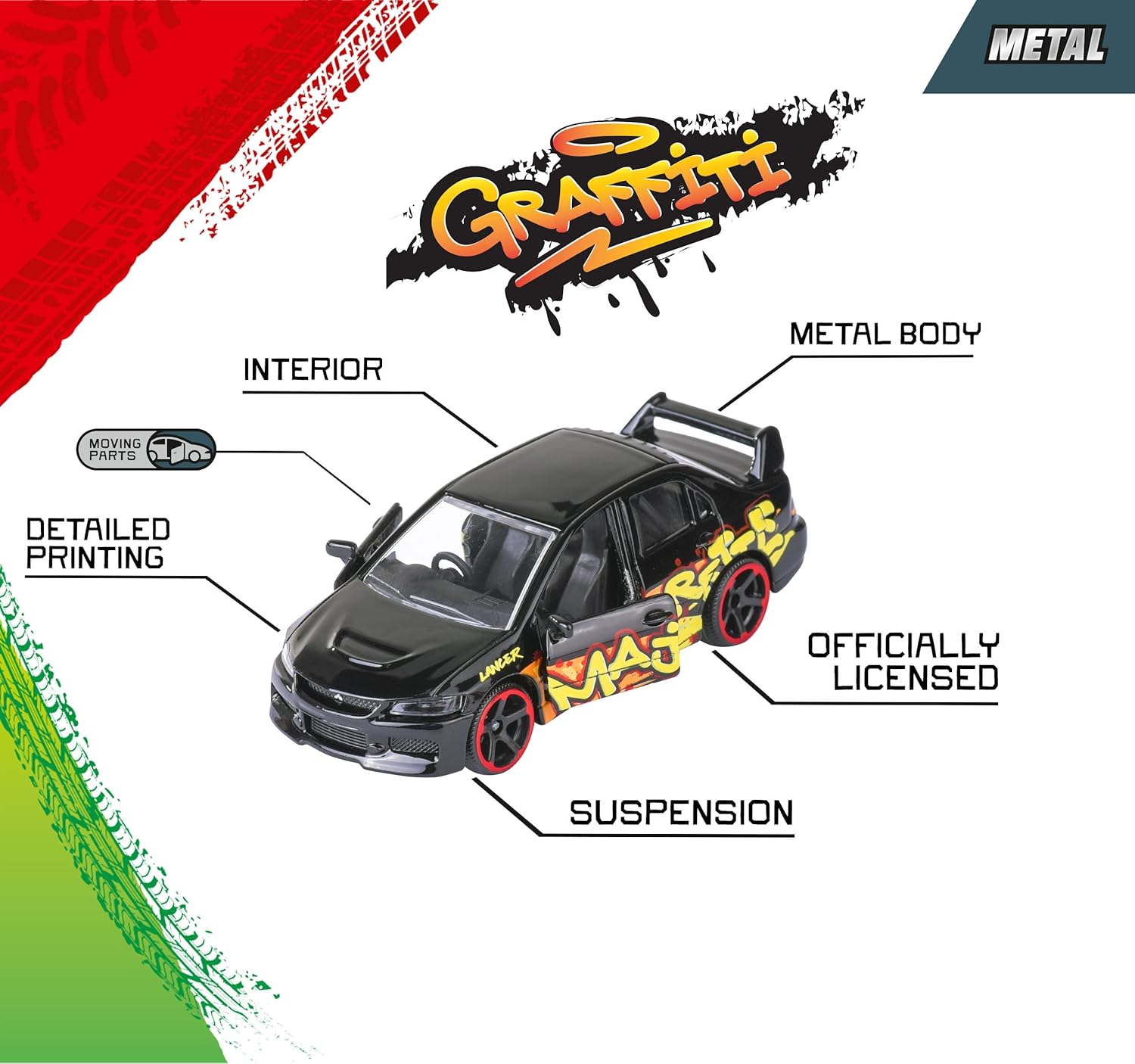 Majorette Graffiti 9+4 Gift Pack 1:64 Scale Includes 13 Licensed Metal Cars for Children Ages 3 Years and Up