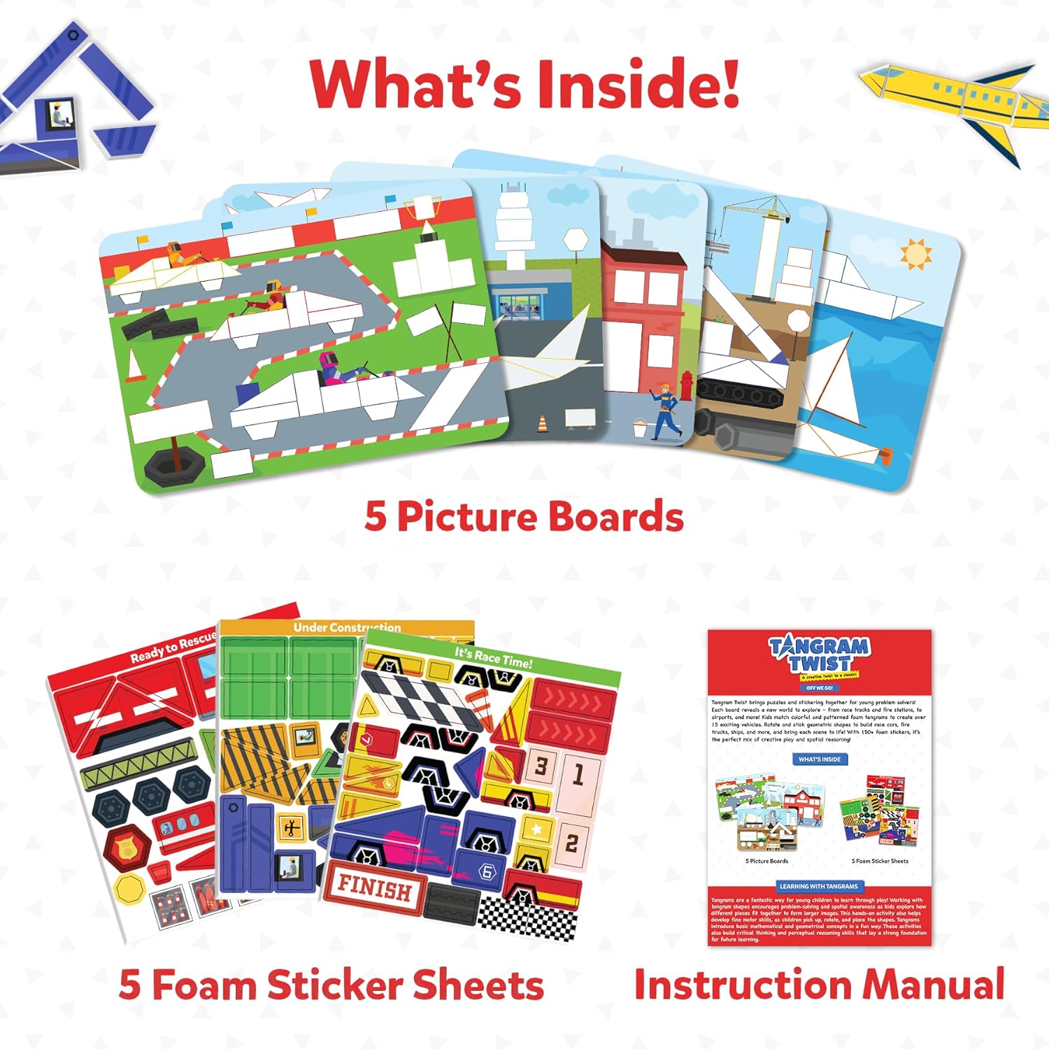 Skillmatics Tangram Twist - Off We Go! No Mess Sticker Art Puzzle For Ages 8+