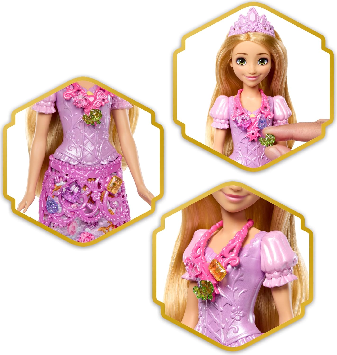 Disney Princess Rapunzel Fashion Doll & Accessories with 8 Surprises, Including Heart Gem Box, Ring for Child & 9 Play Pieces, Inspired by Movie