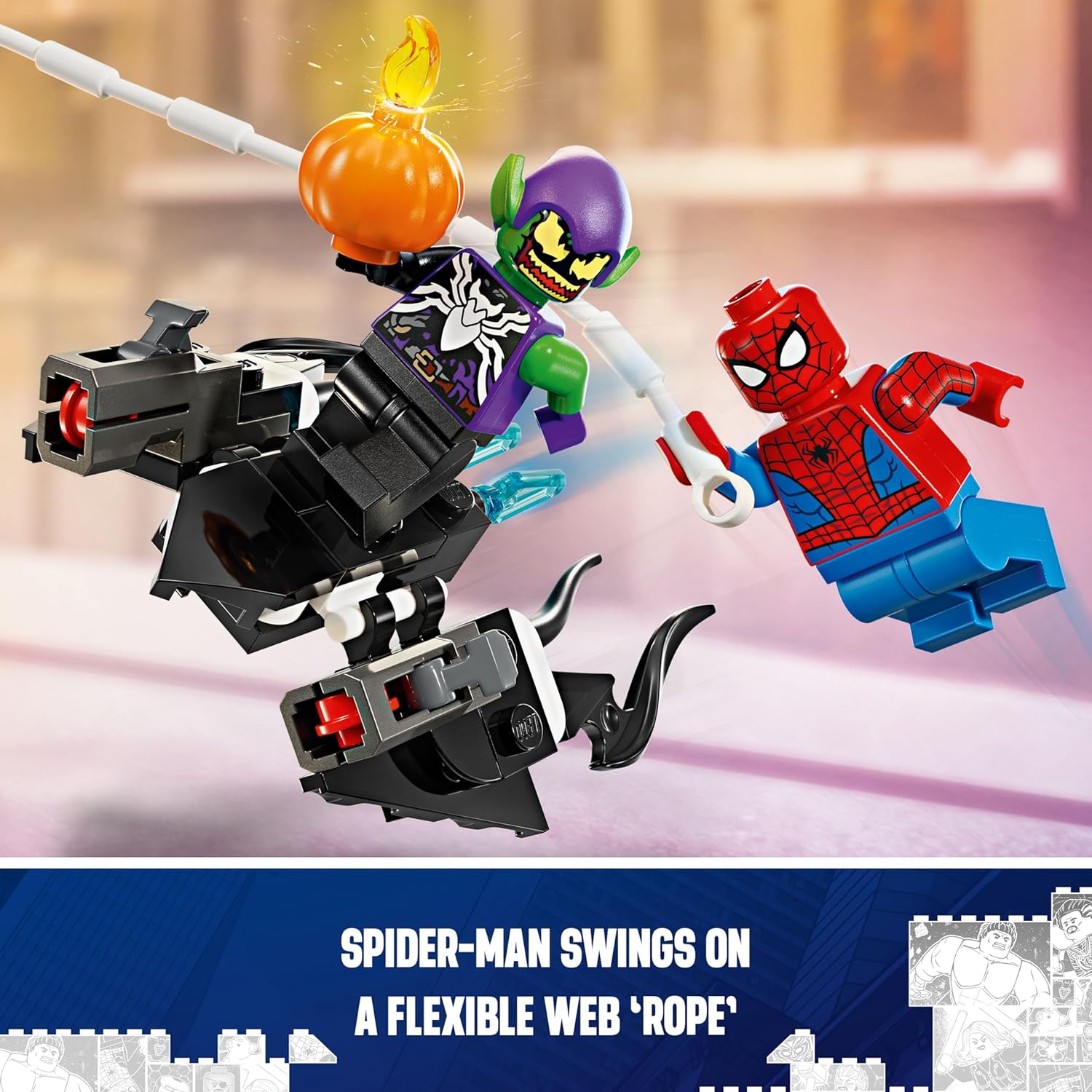 LEGO Marvel Spider-Man Race Car & Venom Green Goblin Building Kit For Ages 7+