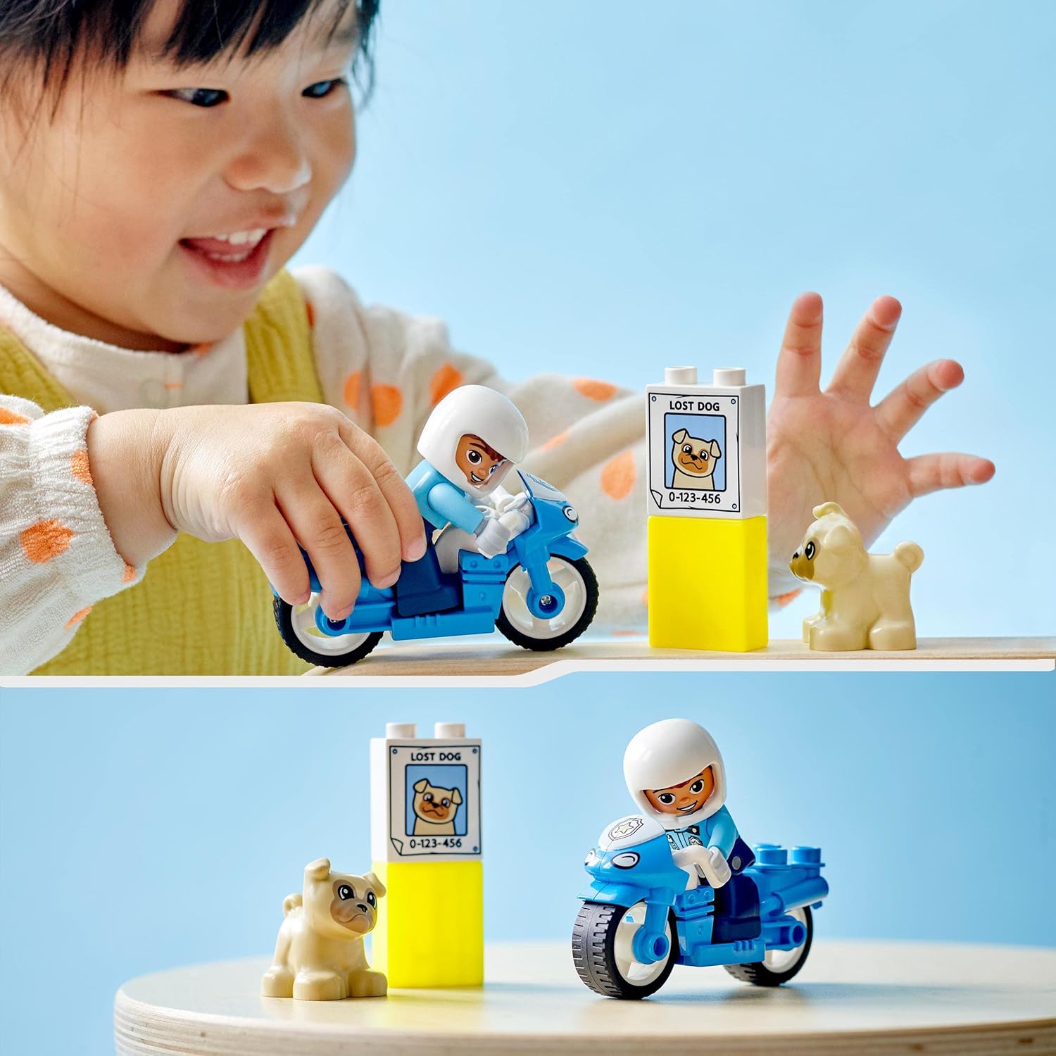 LEGO DUPLO Police Motorcycle with Police Figurine Building Kit for Ages 2+