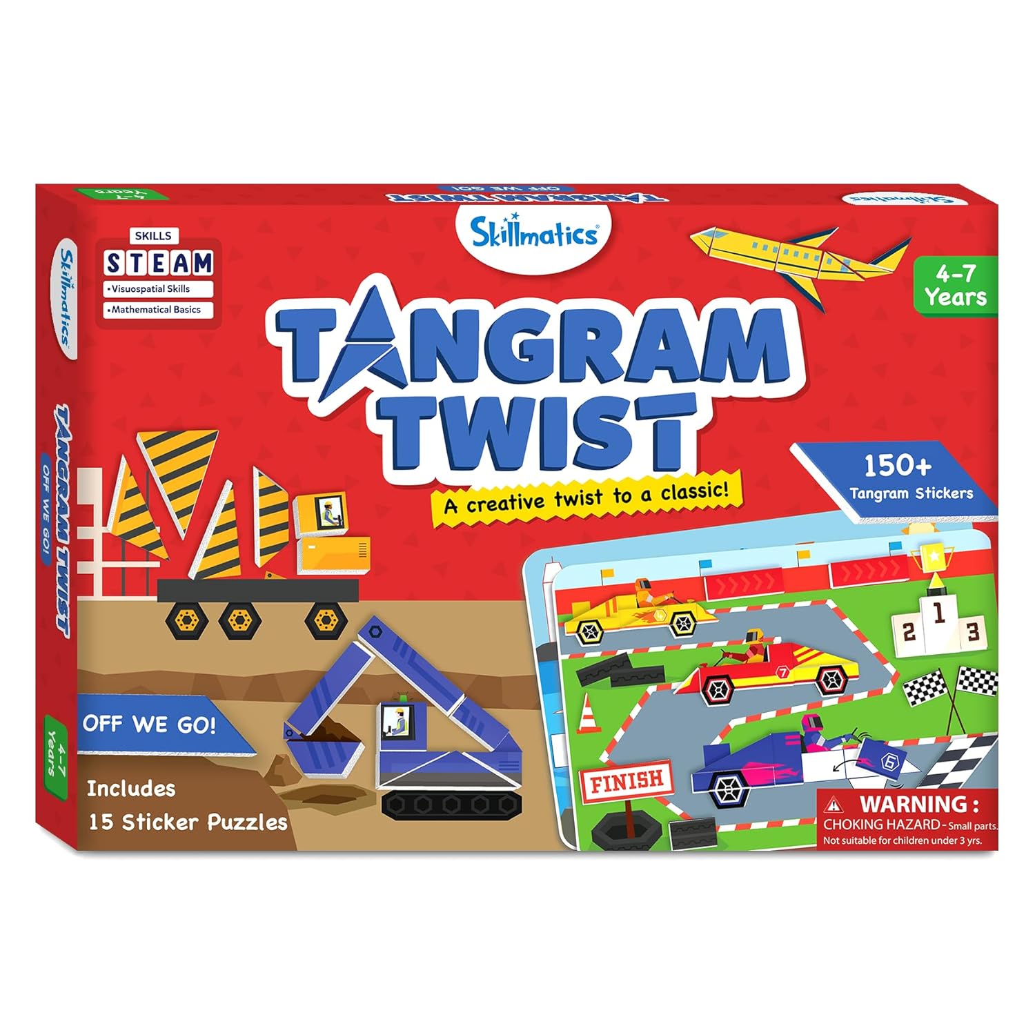 Skillmatics Tangram Twist - Off We Go! No Mess Sticker Art Puzzle For Ages 8+