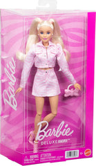 Barbie Deluxe Style Fashion Blonde Doll #9 in Matching Pink Denim Jacket & Skirt Set for Kids Ages 3 Years+