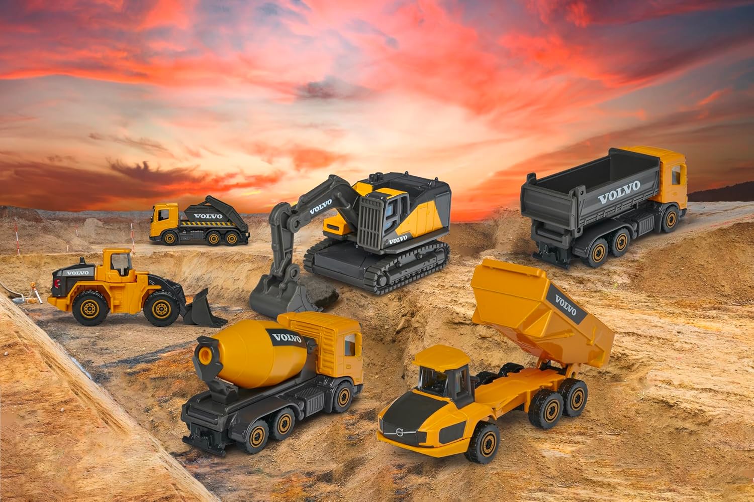 Majorette Volvo Construction Series With 6 Different Vehicle For Kids & Collectors Styles & Design May Vary