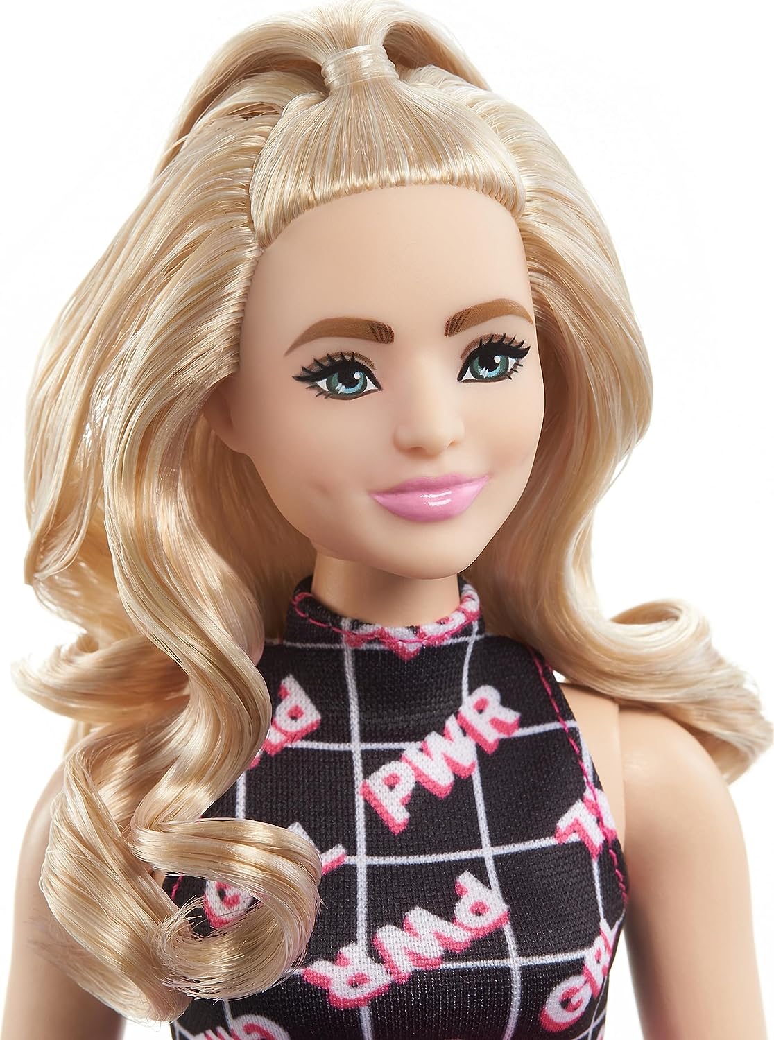 Barbie Fashionistas Curvy Blonde Doll In Girl Power Outfit #202 for Kids Ages 3+ (HPF78)
