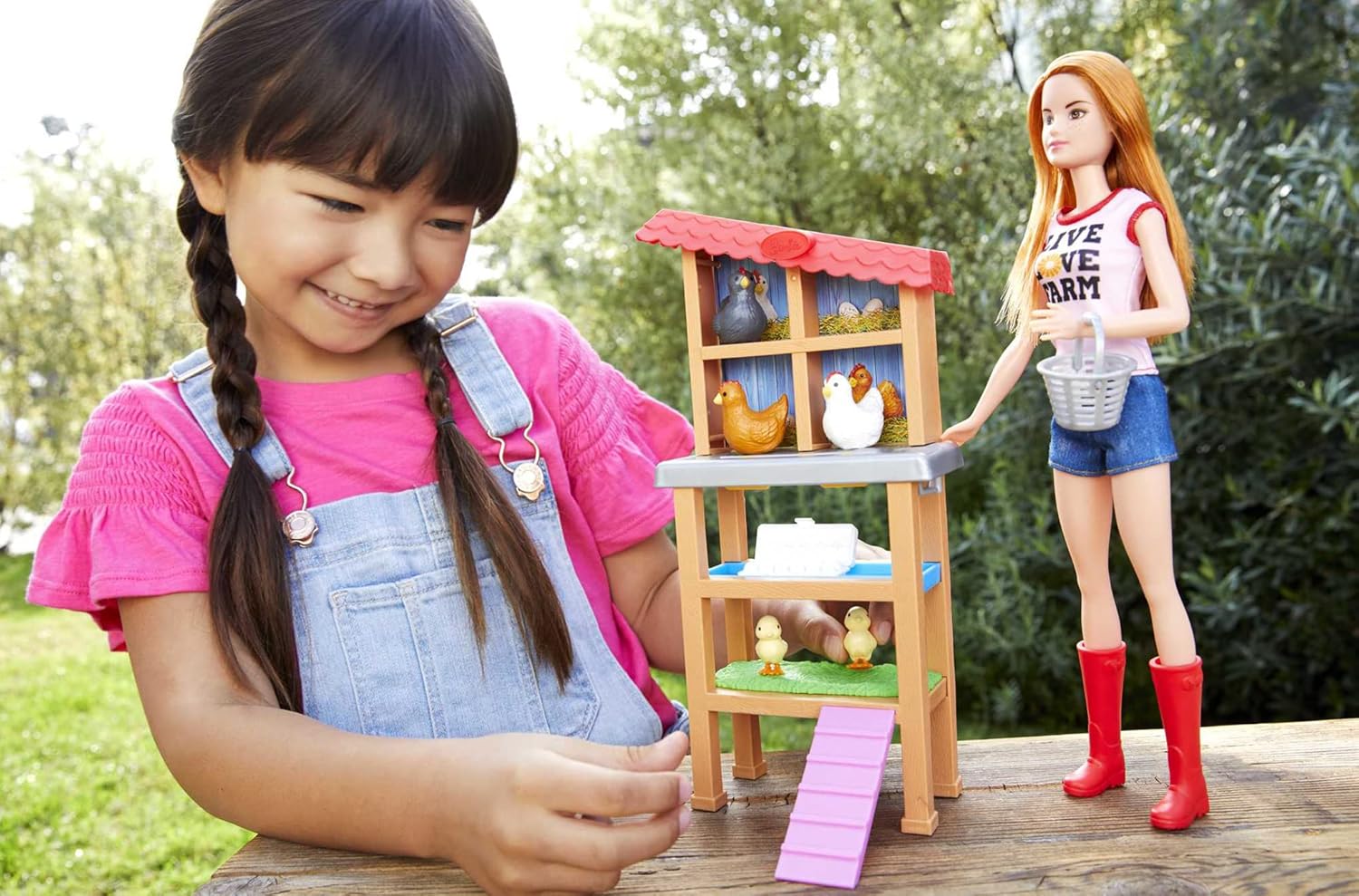 Barbie Red-Haired Career-Themed Chicken Farmer Doll and Playset with Henhouse and More for Ages 3 Year and Up​