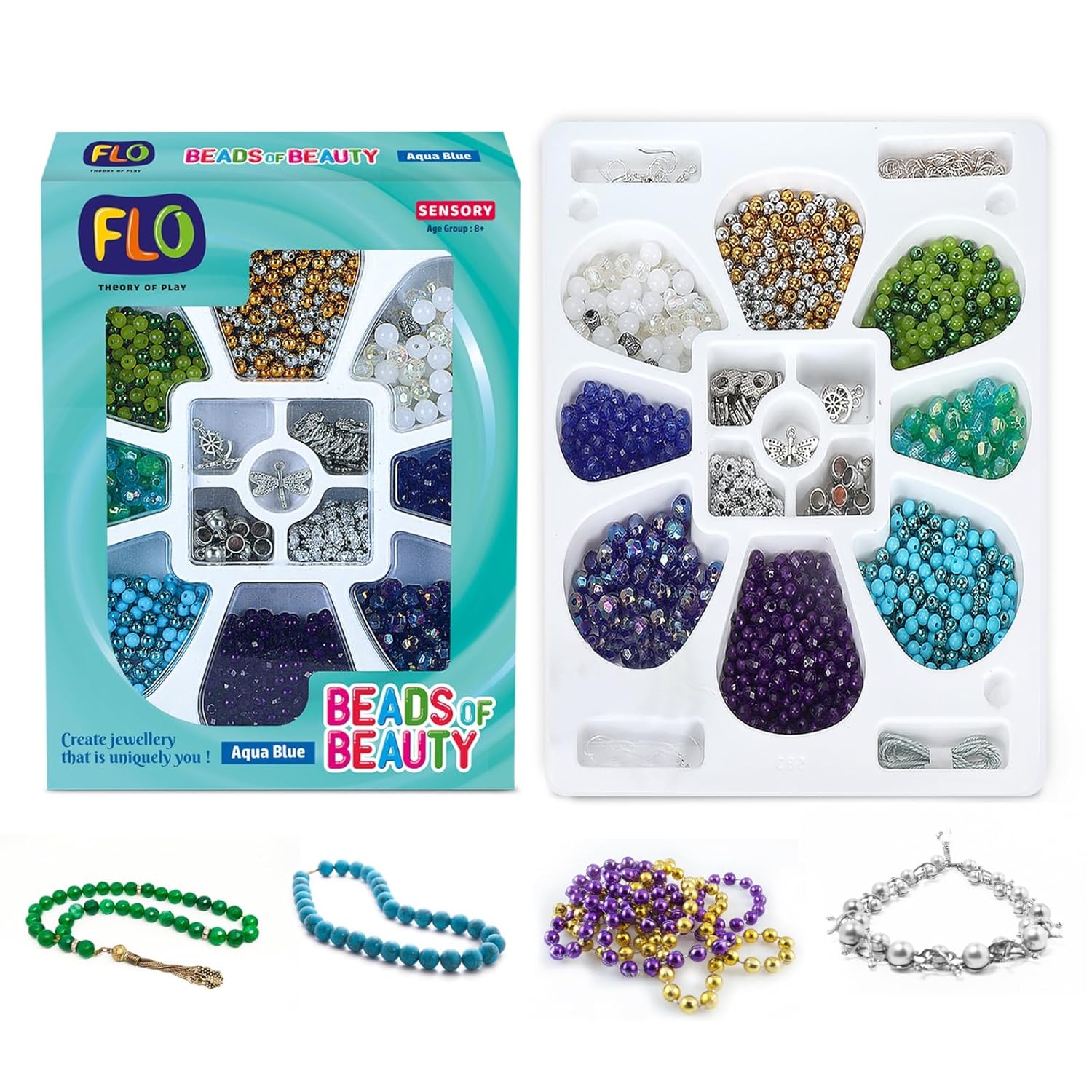 FLO Toys Beads Of Beauty: Scarlet Blue Diy Fashion Kit For Kids Ages 8+