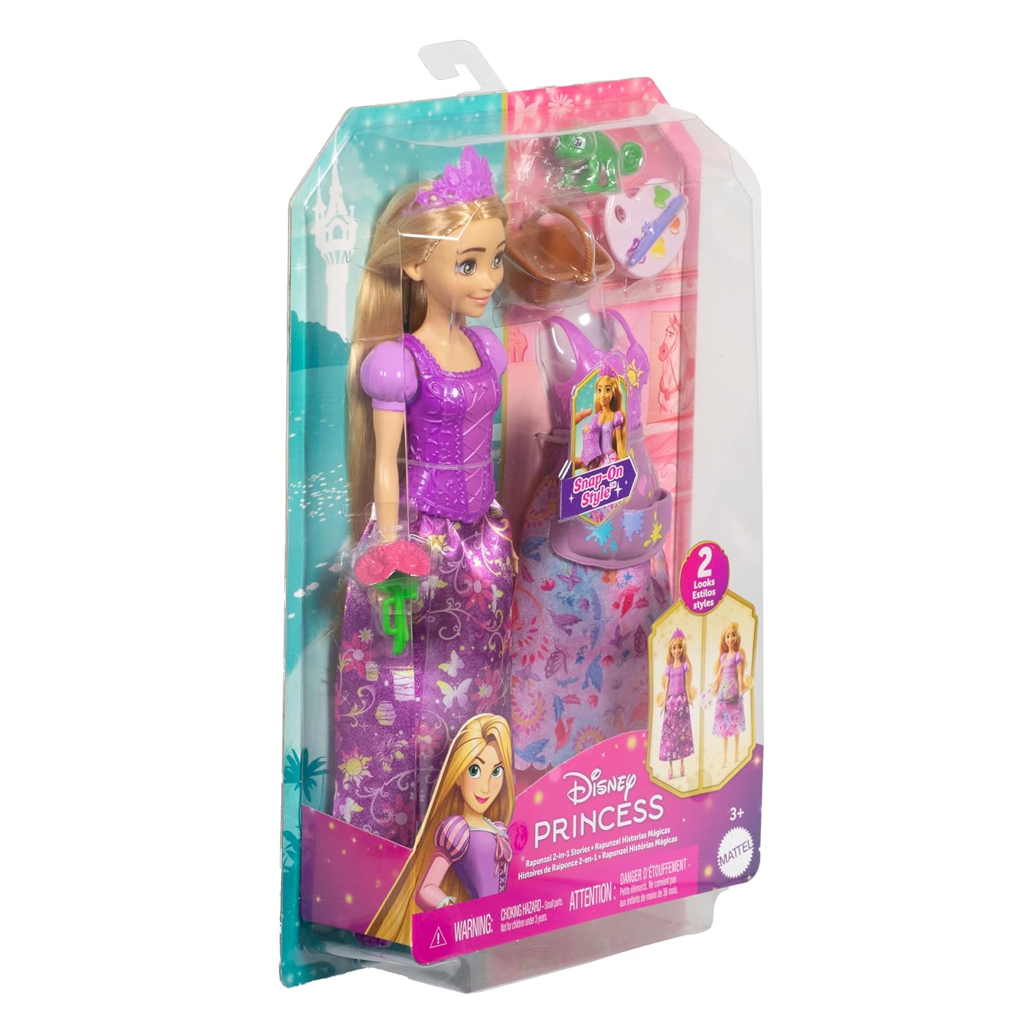 Disney Princess 2-In-1 Stories Rapunzel Fashion Doll With 2 Snap-On Bodices, 2 Skirts & 9 Accessories For Kids Ages 3+