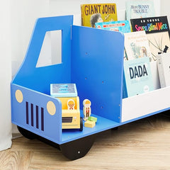 Kiddies Kingdom Truck wooden display bookshelf Organisers For Ages 3 and Above