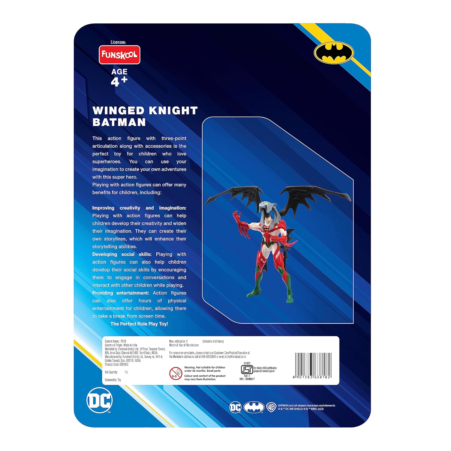 Funskool Winged Knight Batman Action Figurine for Ages 4+ (Card & Design May Vary)