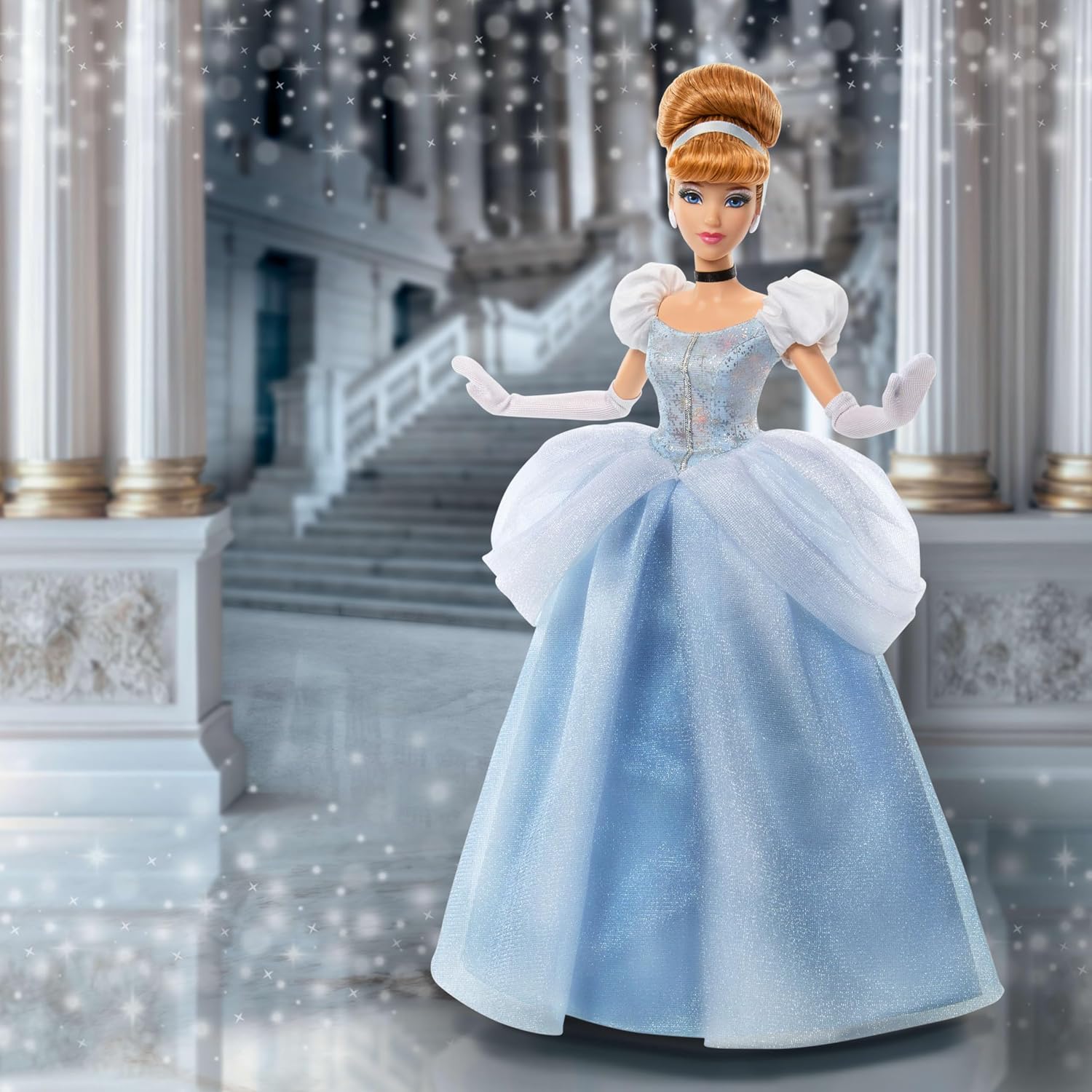 Disney Princess Cinderella Sparkling Princess Fashion Doll & Accessories with Removable Dress, Shoes, Necklace & Earrings, Inspired by Movie