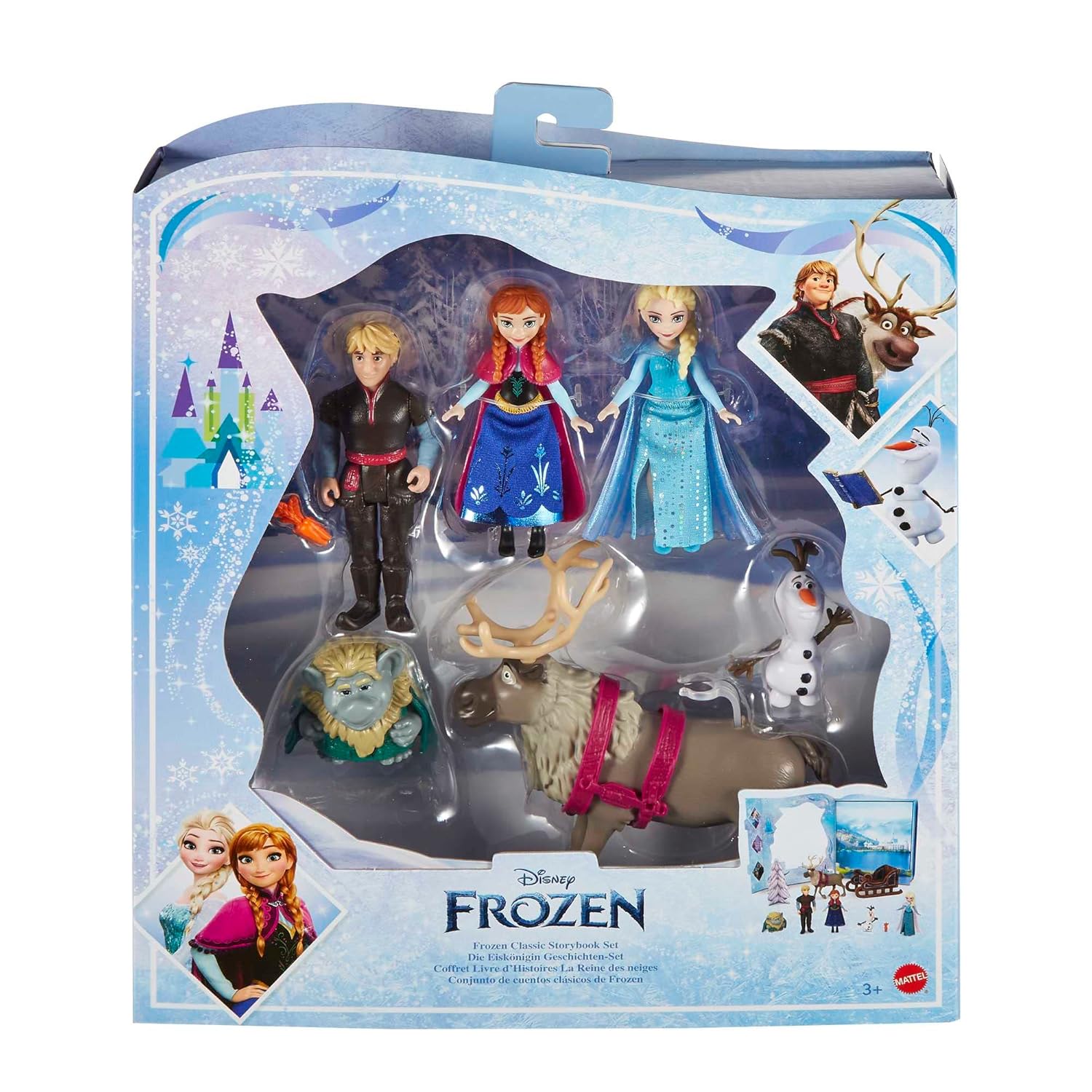 Disney Frozen Story Pack with 6 Key Characters, Small Dolls Figures and Accessories Inspired by Disney Frozen Movies Giftset for Kids Ages 3+