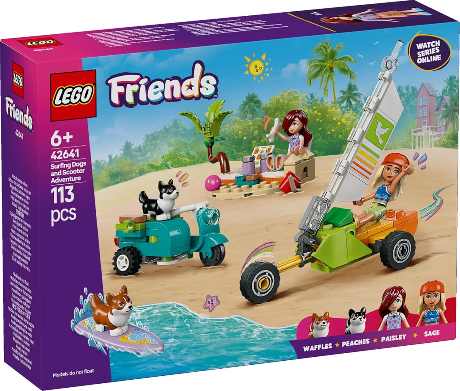 LEGO Friends Surfing Dogs and Scooter Adventure Building Kit For Ages 6+