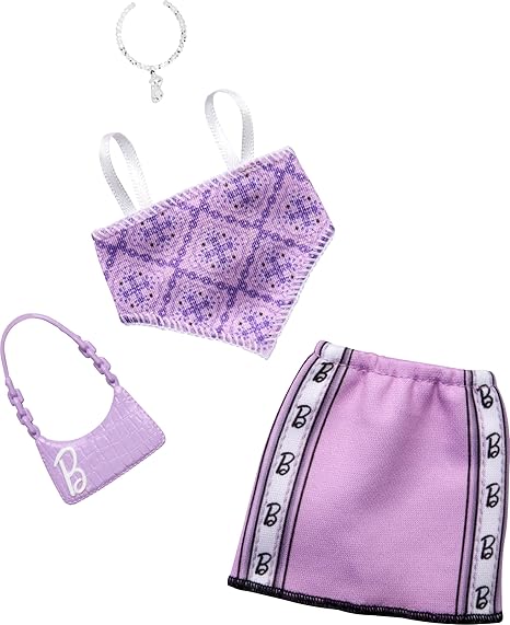 Barbie Doll Clothing, Fashion Pack With Sporty Purple Top, Skirt &amp; Accessories