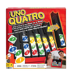 Mattel Games UNO Quatro Game with Colored Tiles & Plastic Grid for Adult, Family & Parties, 2 to 4 Players Ages 7 Years Old & Up