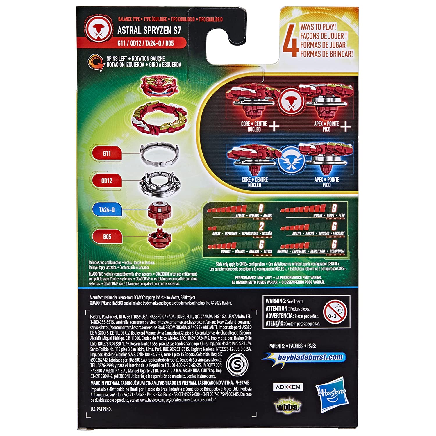 Beyblade Burst QuadDrive Astral Spryzen S7 with Launcher Spinning Top for Kids Ages 8 and Up
