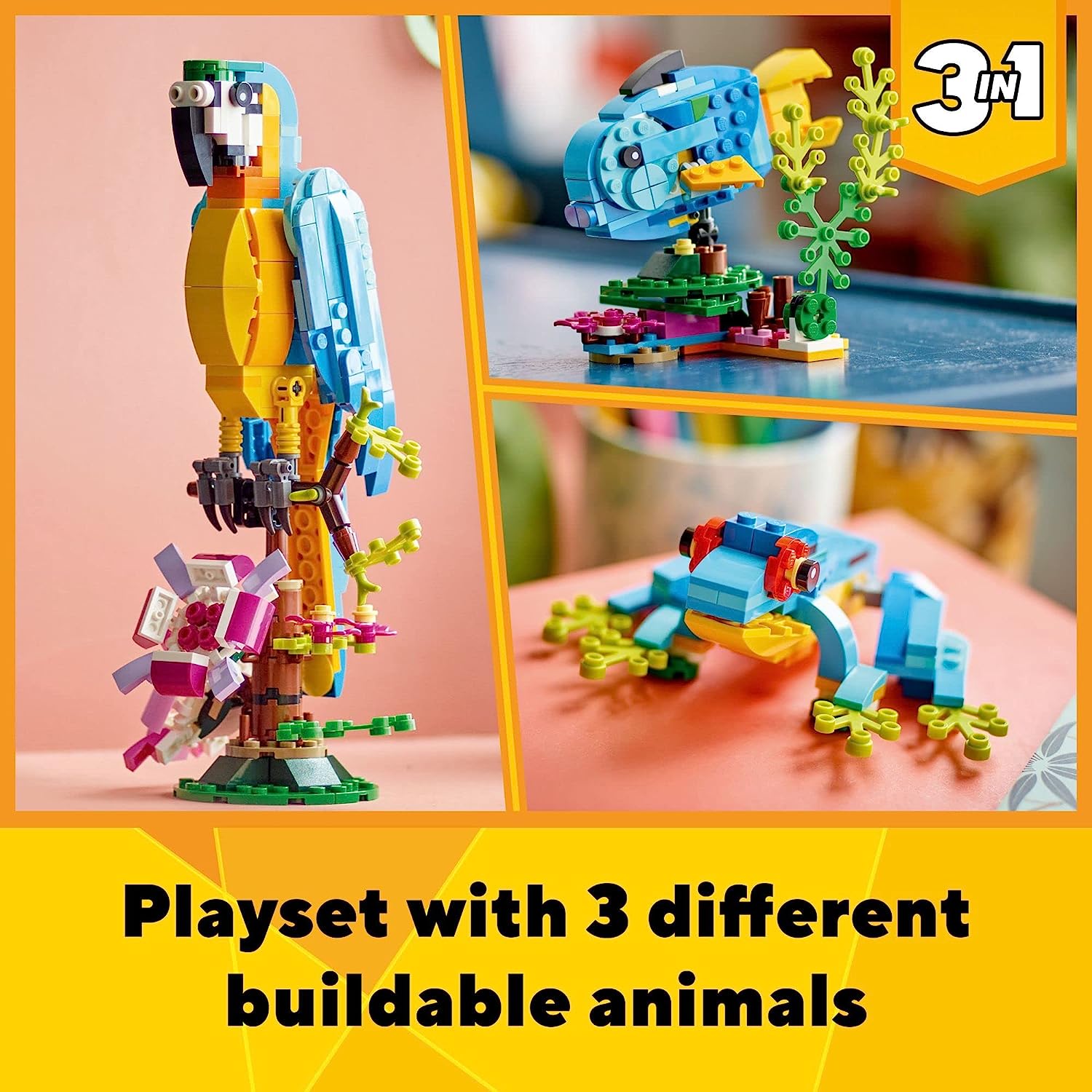 LEGO Creator 3In1 Exotic Parrot Building Kit for Ages 7+