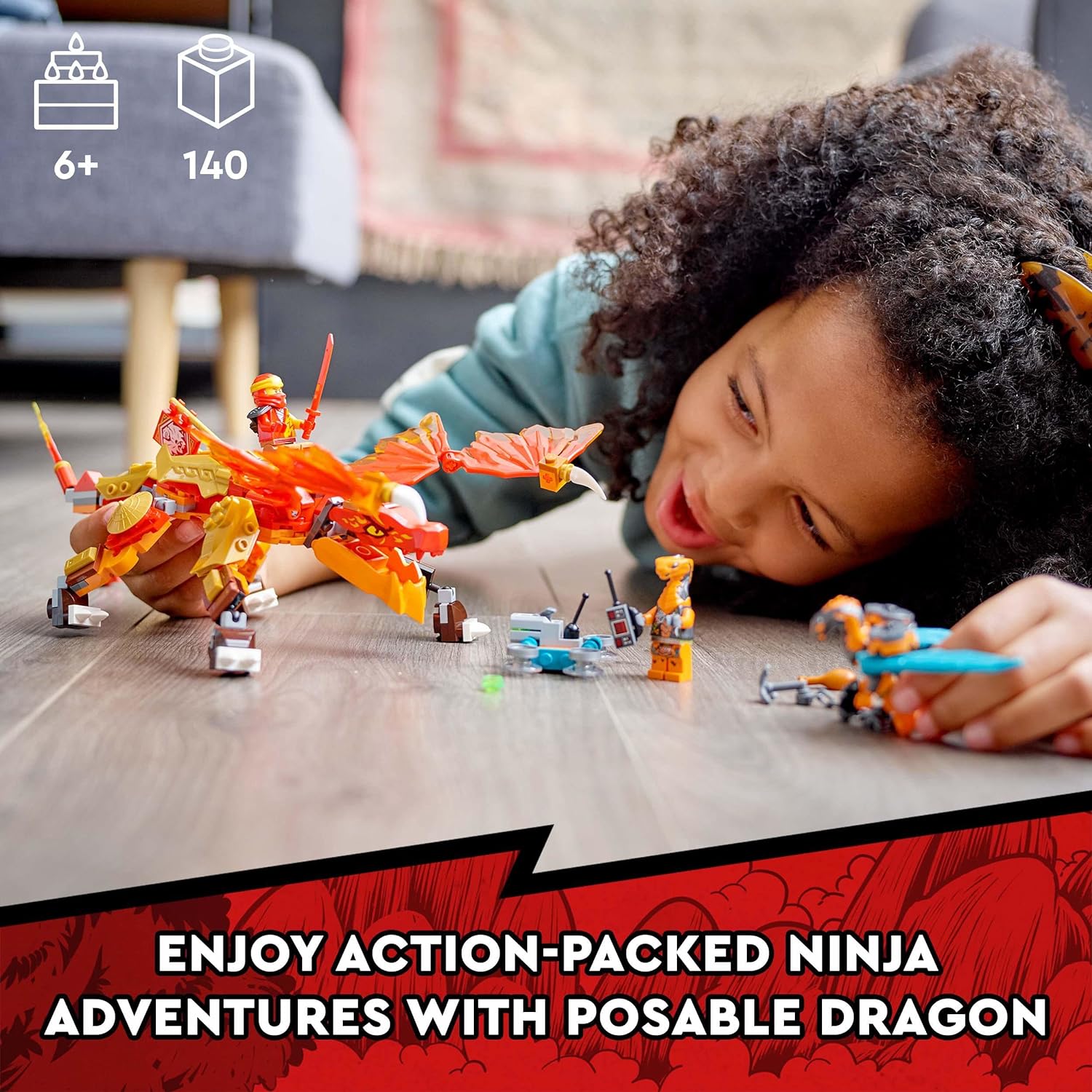 LEGO Ninjago Kai’s Fire Dragon EVO Building Kit for Ages 6+