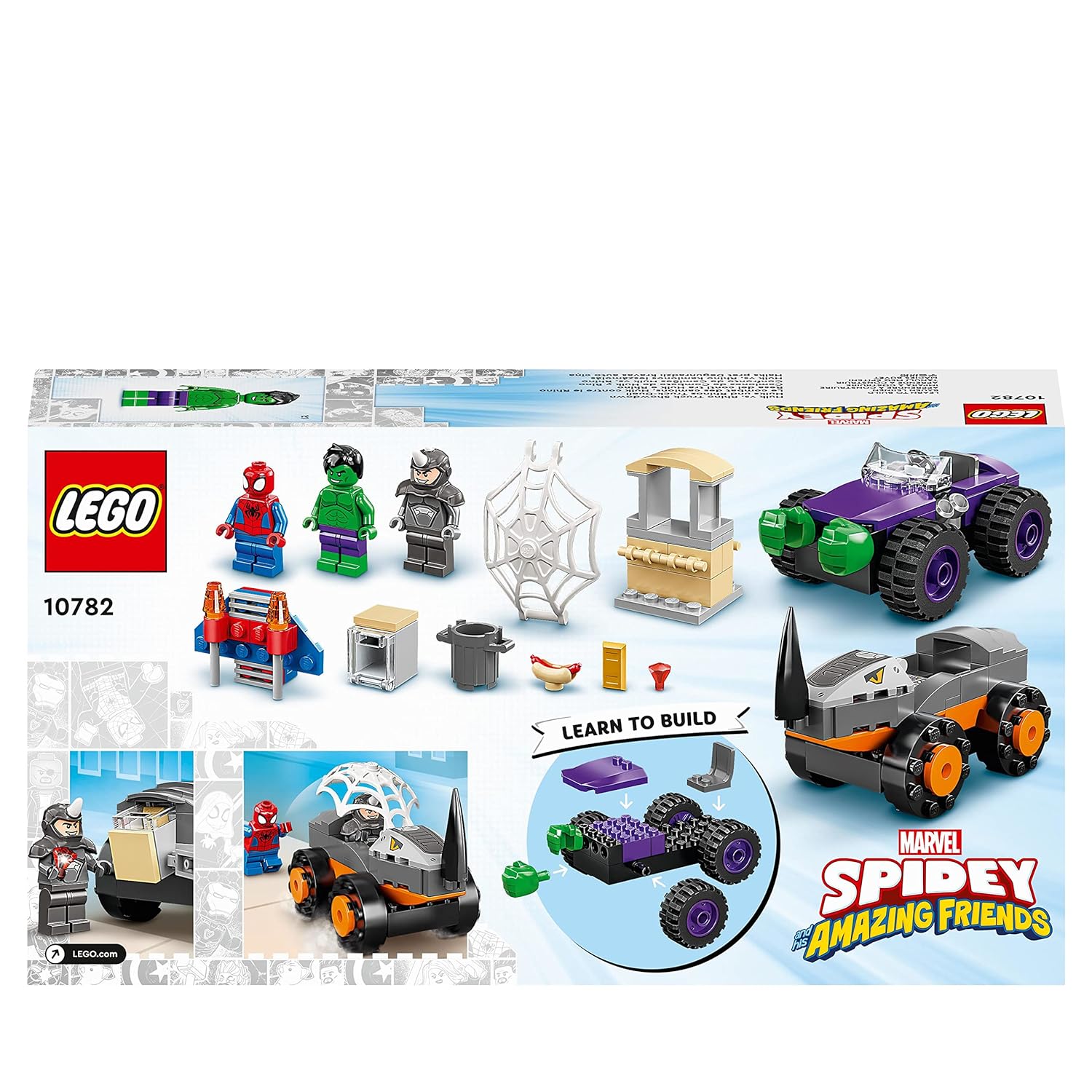 LEGO Marvel Spidey and His Amazing Friends Hulk vs. Rhino Truck Showdown Building Kit for Ages 4+