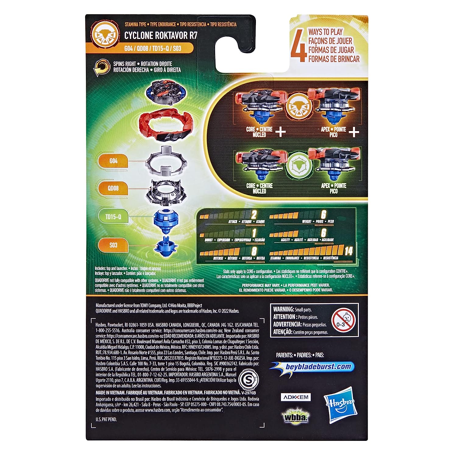 Beyblade Burst QuadDrive Cyclone Roktavor R7 with Launcher Spinning Top for Kids Ages 8 and Up