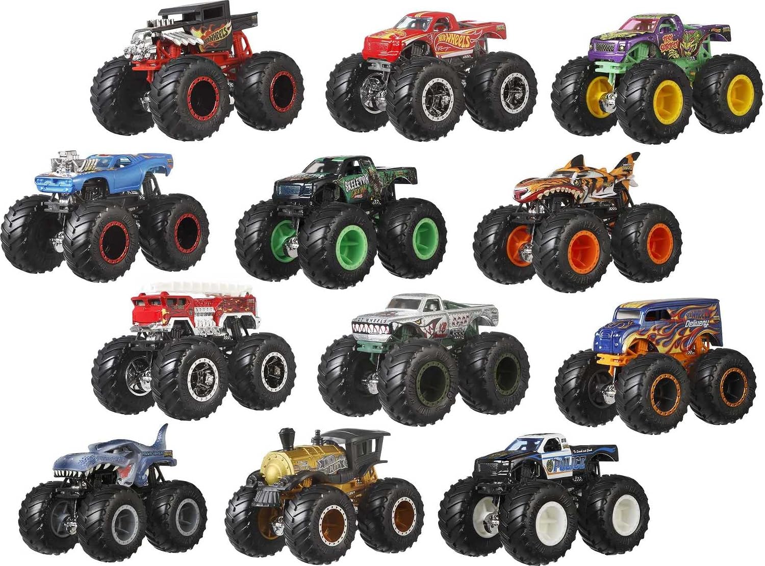 Hot Wheels Monster Trucks 1:64 Scale Set of 12 Die-Cast Toy Trucks for Kids and Collectors, Styles May Vary​
