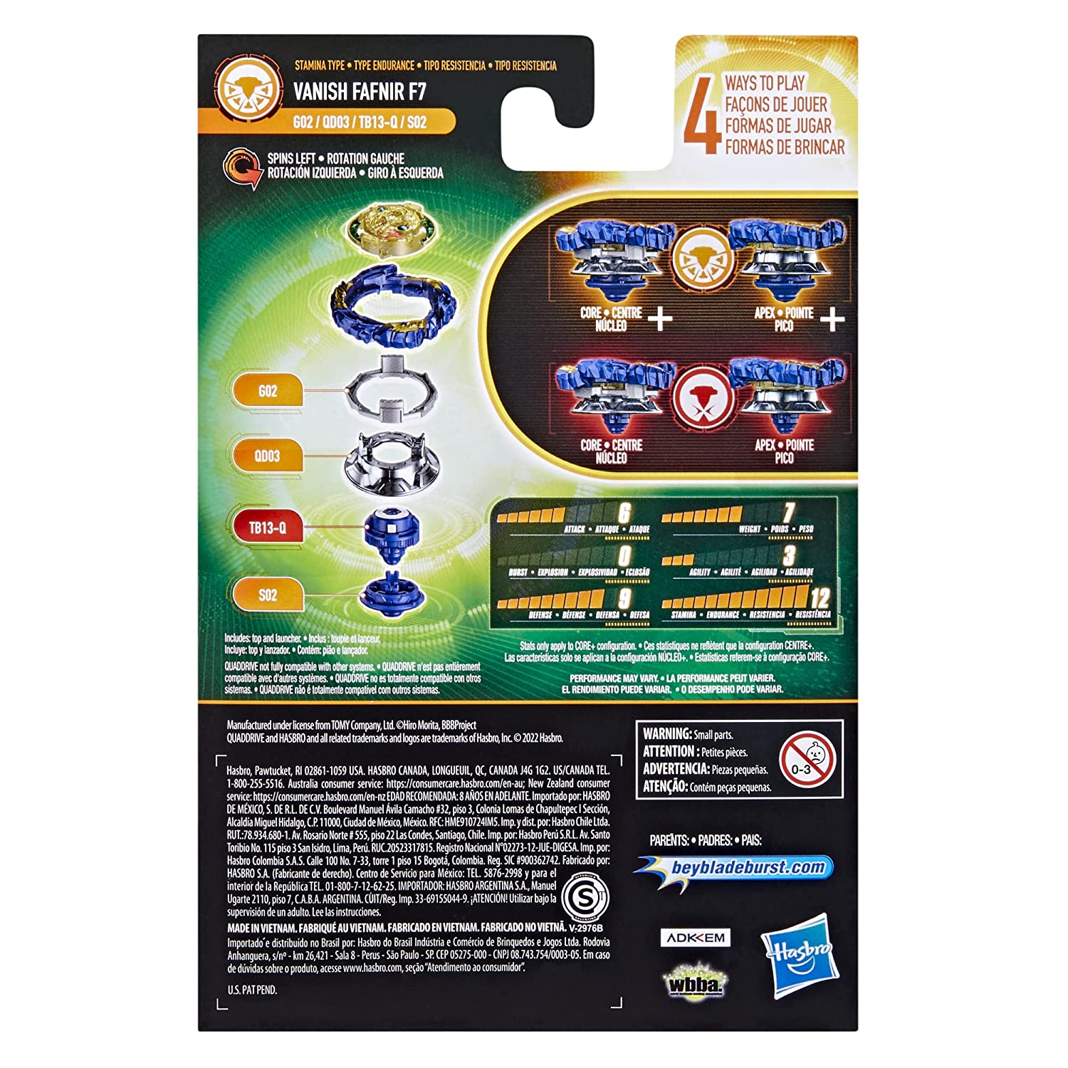 Beyblade Burst QuadDrive Vanish Fafnir F7 Spinning Top Starter Pack With Launcher For Kids Ages 8 And Up